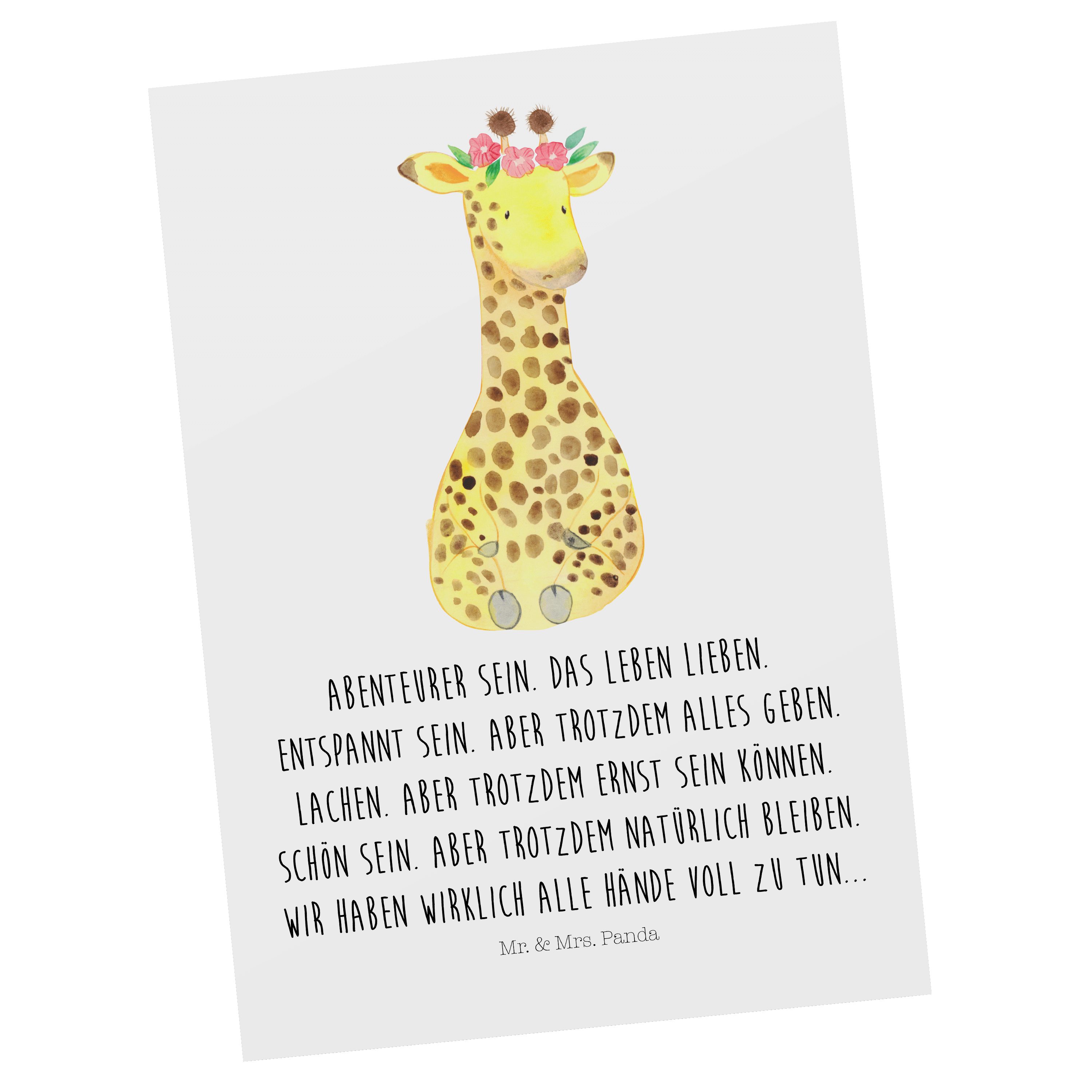 - Einladung Freundin, Postkarte - Mr. Weiß & Panda Blumenkranz Wildtiere, Giraffe Geschenk, Mrs.