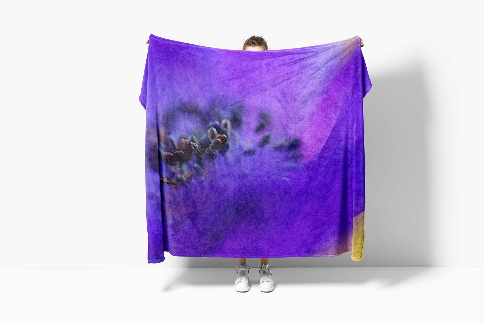 Sinus Art Handtücher Baumwolle-Polyester-Mix (1-St), Fotomotiv mit Nahauf, Strandhandtuch Blüte Handtuch Blaue Kuscheldecke Handtuch Saunatuch
