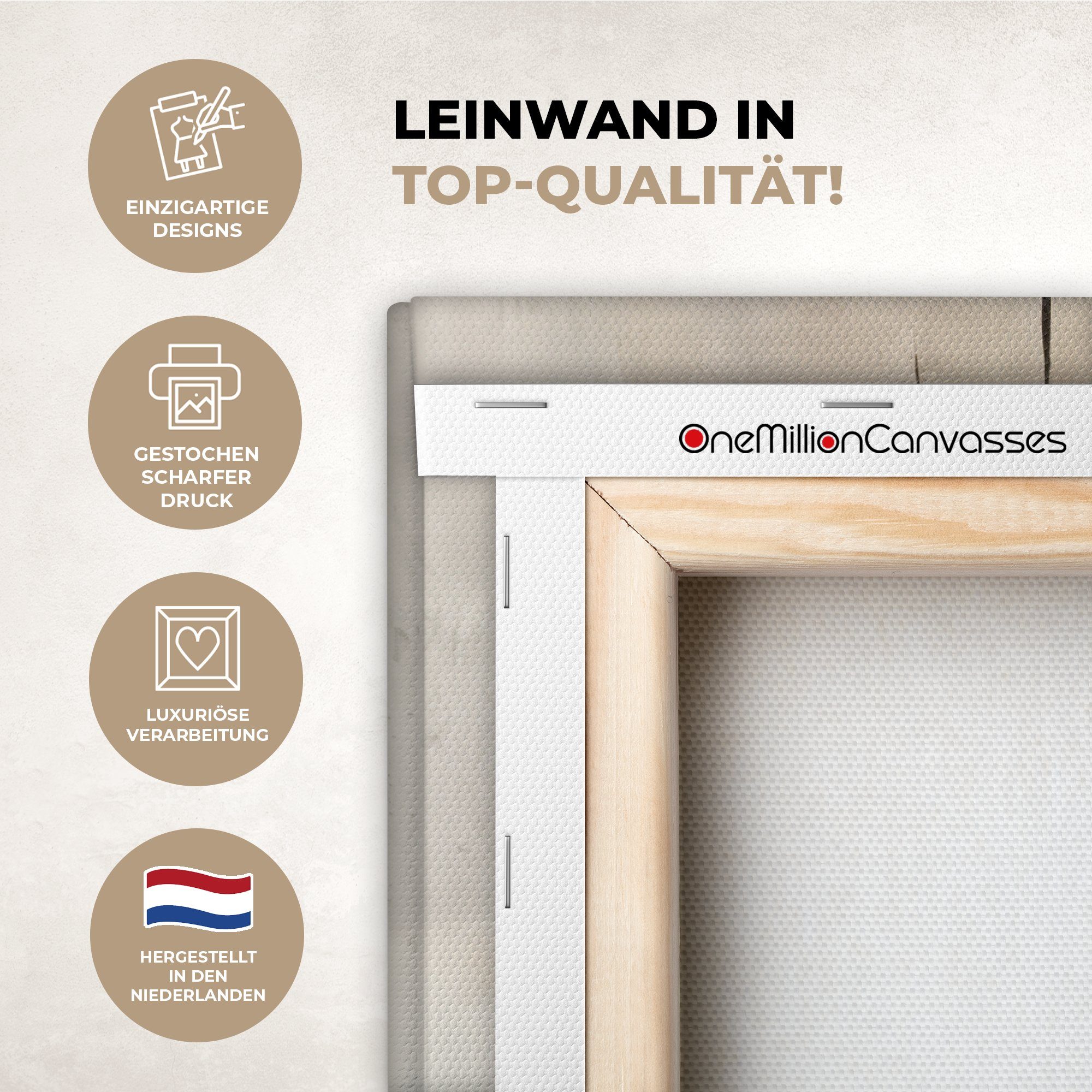 OneMillionCanvasses® Leinwandbild Abstrakt - Kunst - Grau, Fotodruck (1 St), Wandbild, Deko Schlafzimmer Wohnzimmer Flur 20x20 cm