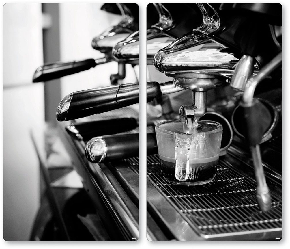 KESPER® Schneide- und Abdeckplatte Multi-Glasschneideplatte, 2er, mit Kaffeemotiv, ESG-Glas, (Set, 2 tlg), zum Schneiden und Abdecken