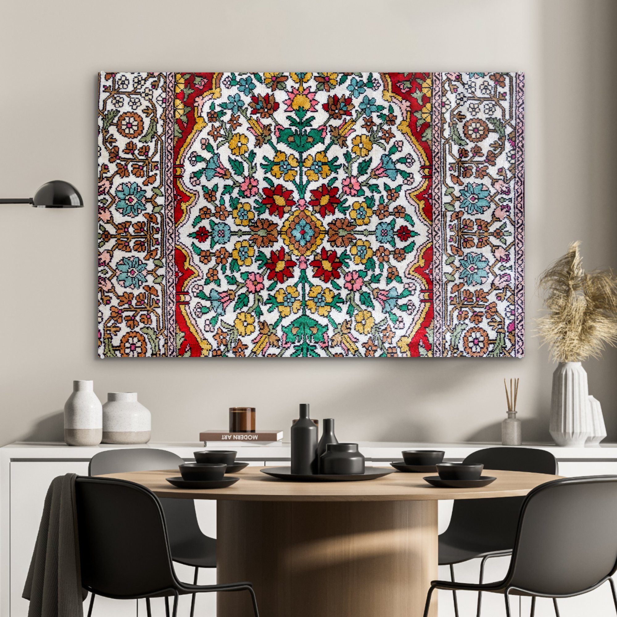 Muster Acrylglasbild - - (1 Acrylglasbilder & MuchoWow Teppiche - Schlafzimmer St), Persische Farben, Wohnzimmer Teppiche