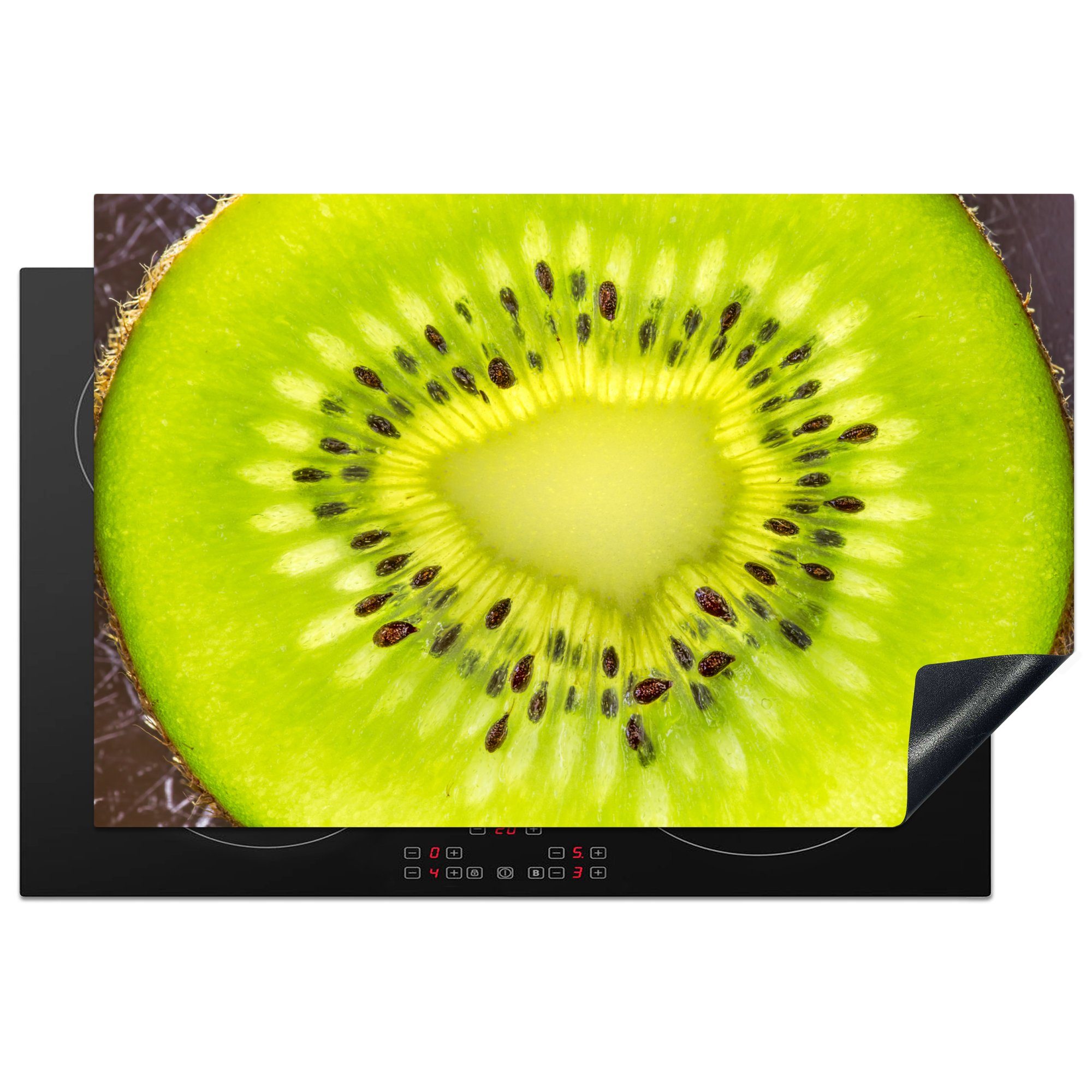 MuchoWow Herdblende-/Abdeckplatte Kiwi - Früchte - Kerne, Vinyl, (1 tlg), 81x52 cm, Induktionskochfeld Schutz für die küche, Ceranfeldabdeckung