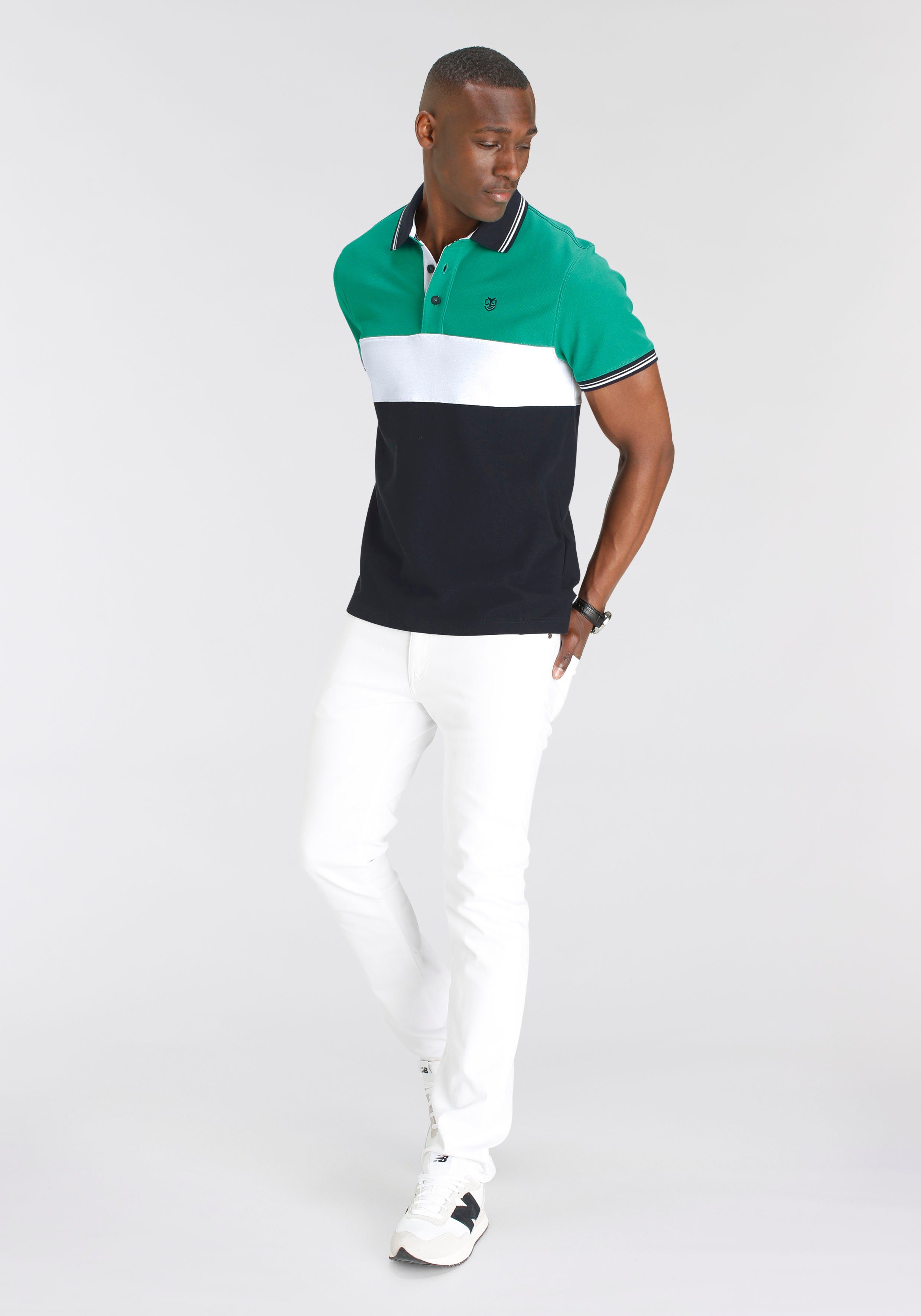 DELMAO Poloshirt Kurzarm, Regular Fit, mit Colorblocking-Design