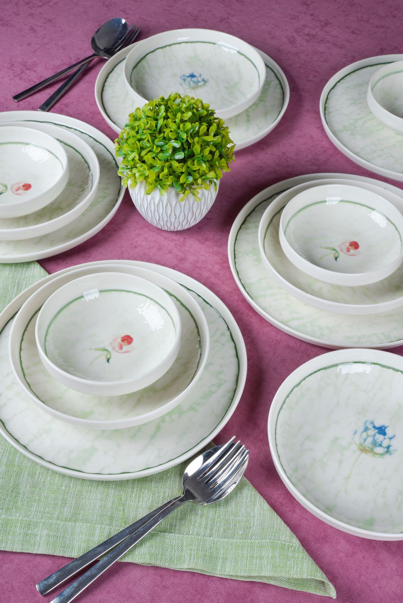 Hermia Concept Geschirr-Set Ebrusu (18-tlg), 6 Personen, Porzellan, 18 Teile, für 6 Personen