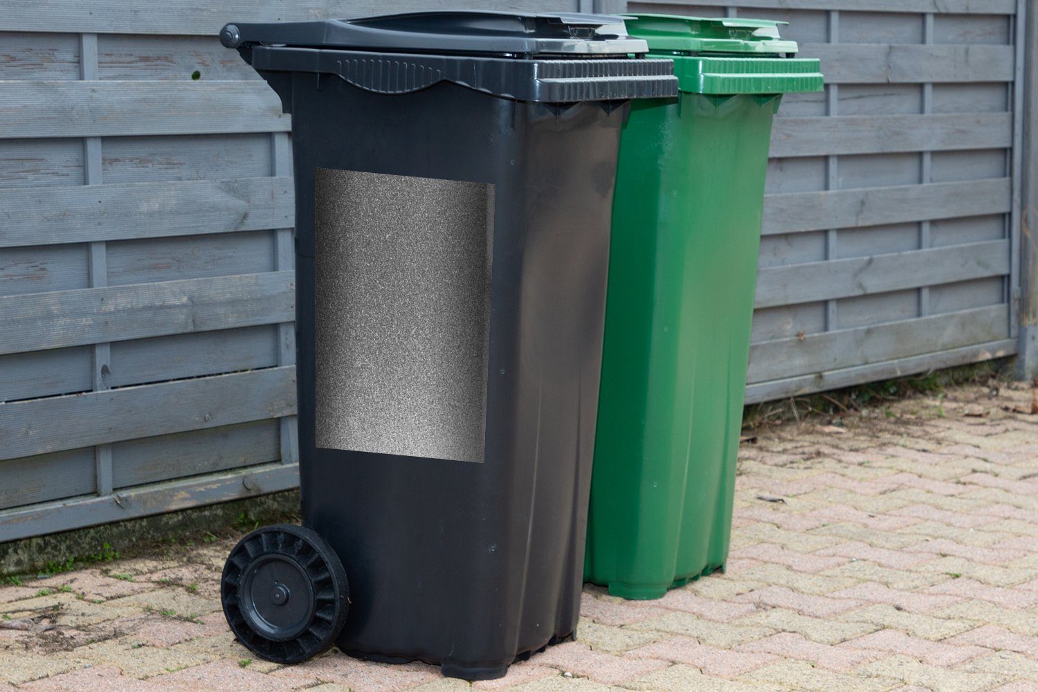 MuchoWow Wandsticker Sticker, - weiß Glitzer Mülltonne, mit St), Abfalbehälter Mülleimer-aufkleber, Kupferfarbener Hintergrund und (1 Container, schwarz
