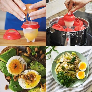 SOTOR Eierkocher 6 Stück Ei Silikon Eierkocher Schüssel Schalenloses Ei Schnelle Gadget, Eierkocher Eierschale Ei Gekochtes Ei Küchenhilfe