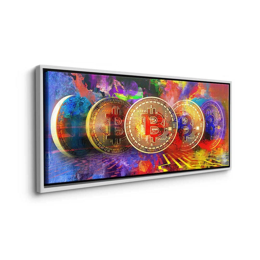 Leinwandbild Crypto Trading - - Bitcoin - DOTCOMCANVAS® Rahmen Multiple weißer Motivati Premium - Leinwandbild,