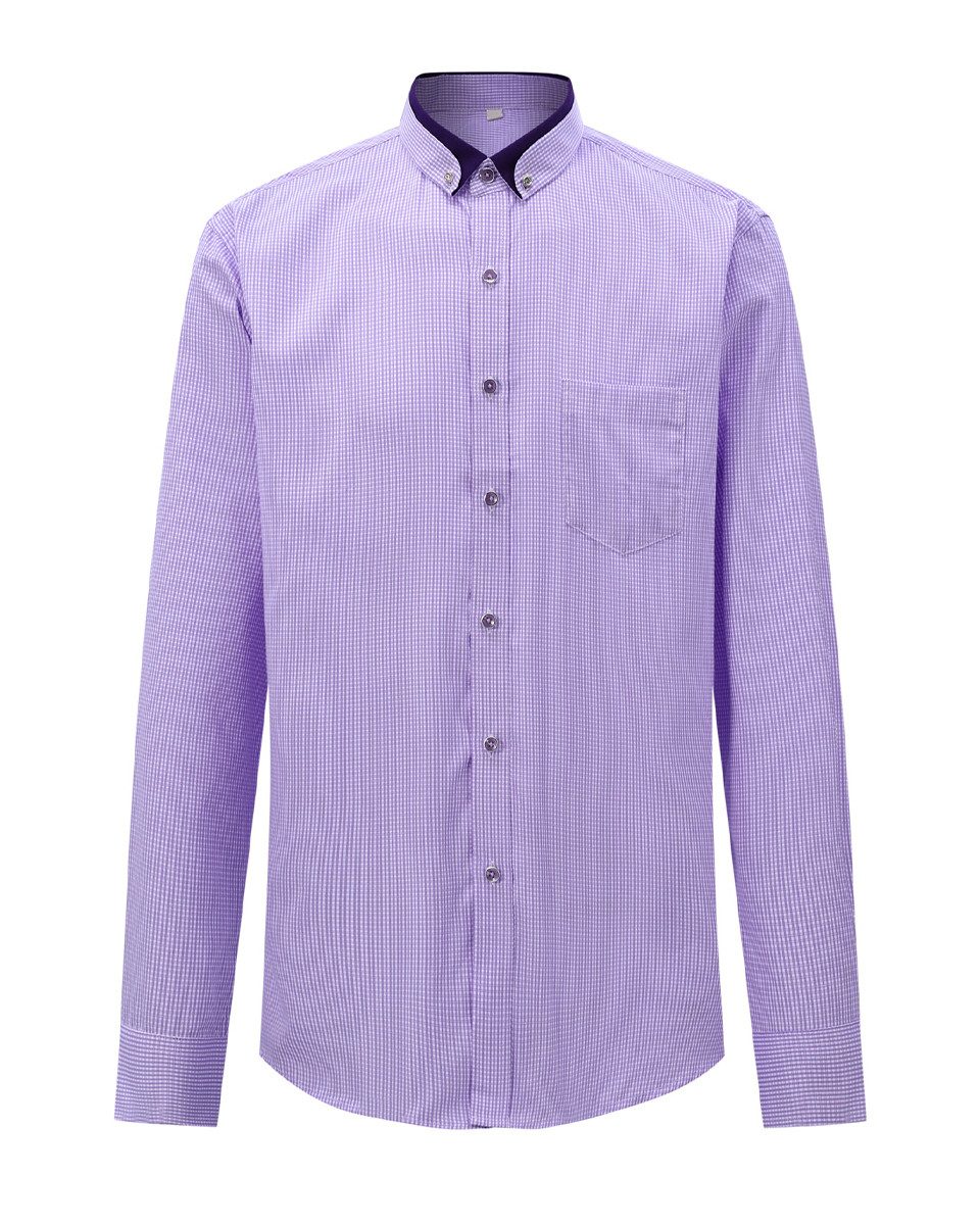 Allthemen Businesshemd Herren Slim Fit Langarmhemd karierter Herrenhemd mit Brusttasche