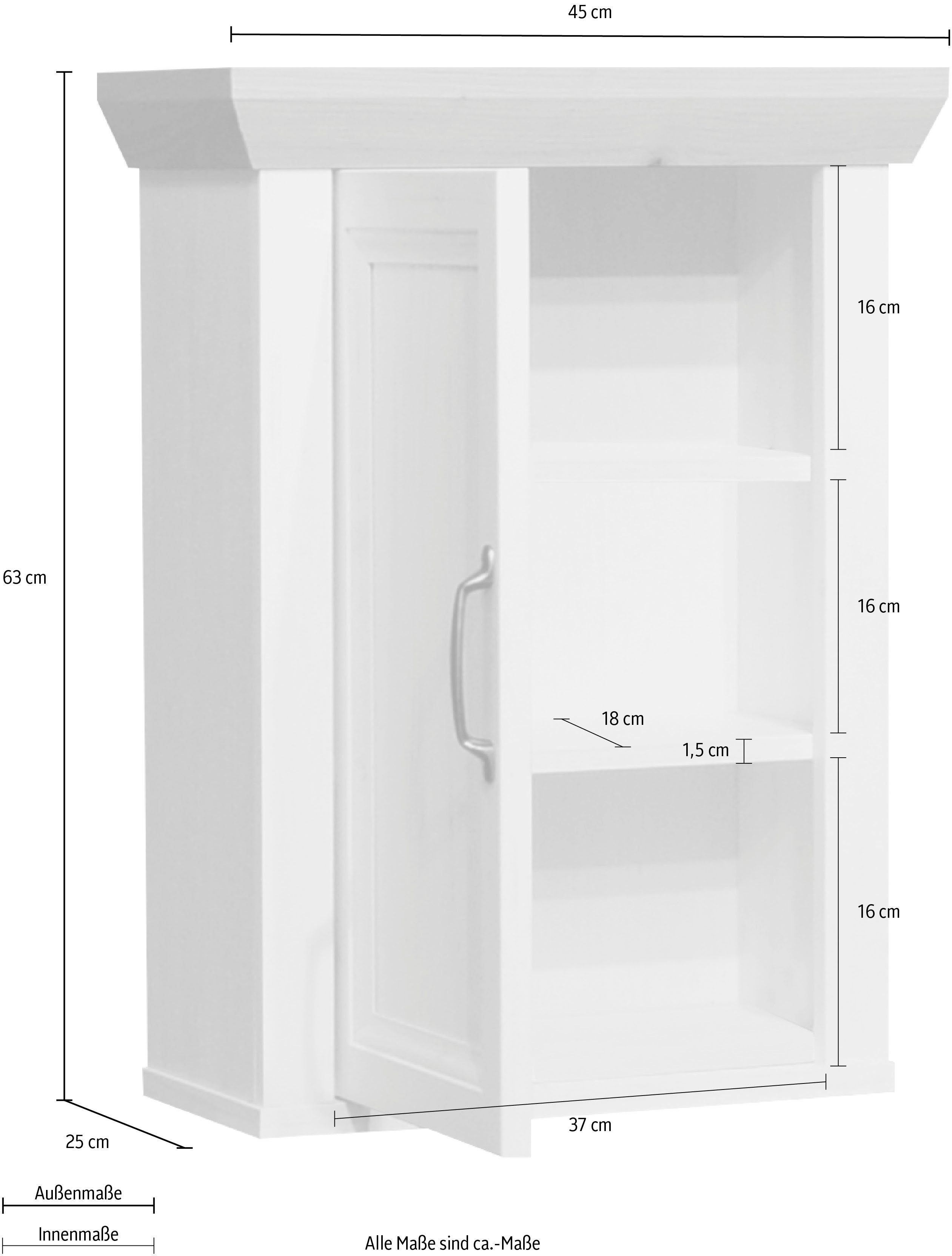 pine 45 | cm, Metallgriff Höhe pine/asteiche cm, Landhausstil, anderson Mäusbacher Hängeschrank 63 anderson Mali Breite