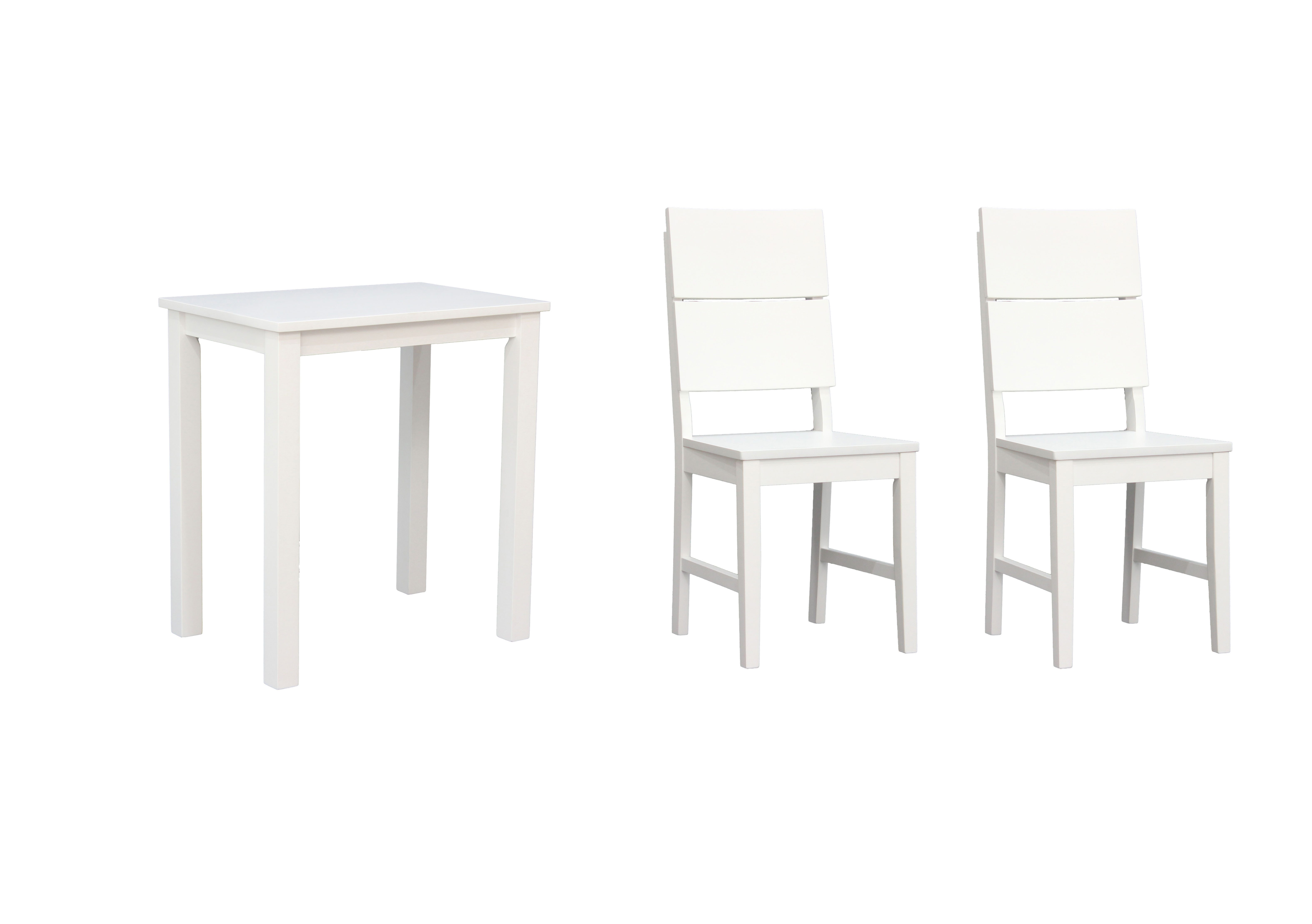 Woodroom Essgruppe Kota, (aus Hevea Massivholz, lackiert, Esstisch 50x70cm mit 2 Stühlen), Stuhl-Set und Tischgruppe für Esszimmer