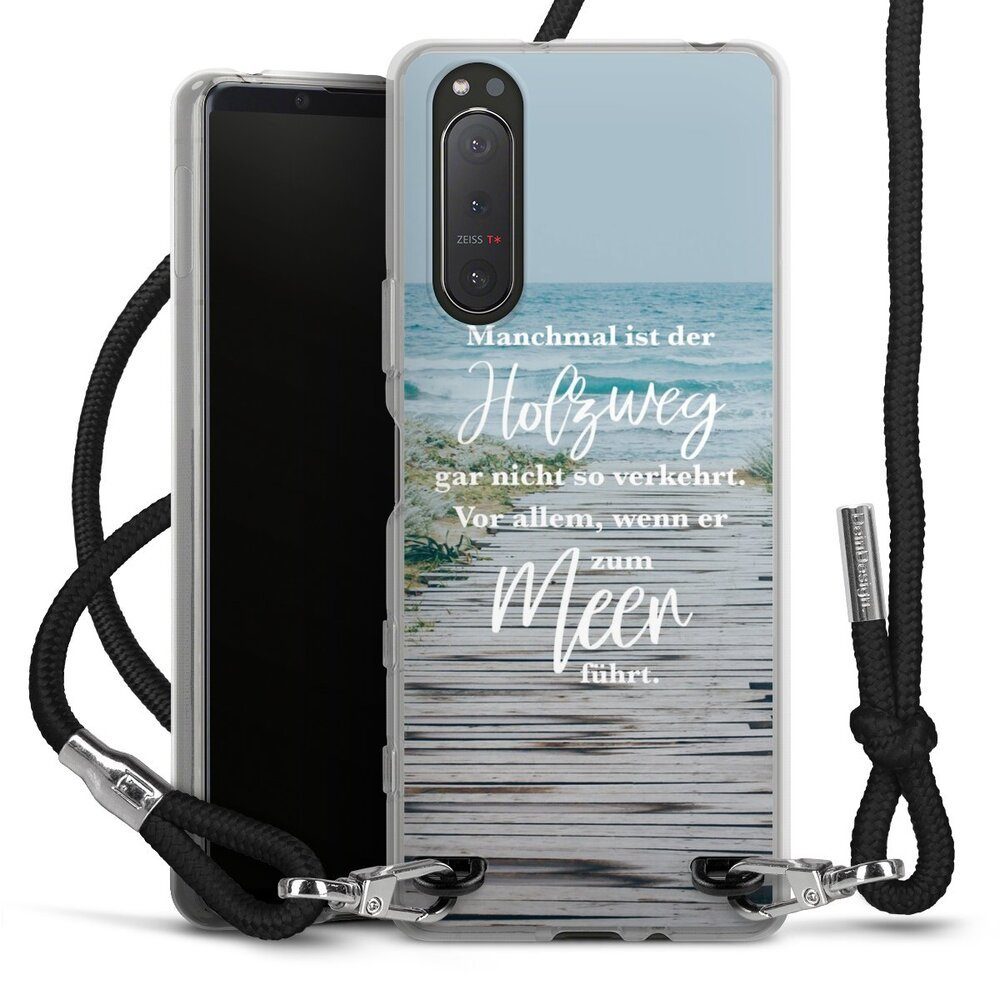 DeinDesign Handyhülle Strand Statement Spruch Holzweg, Sony Xperia 5 II