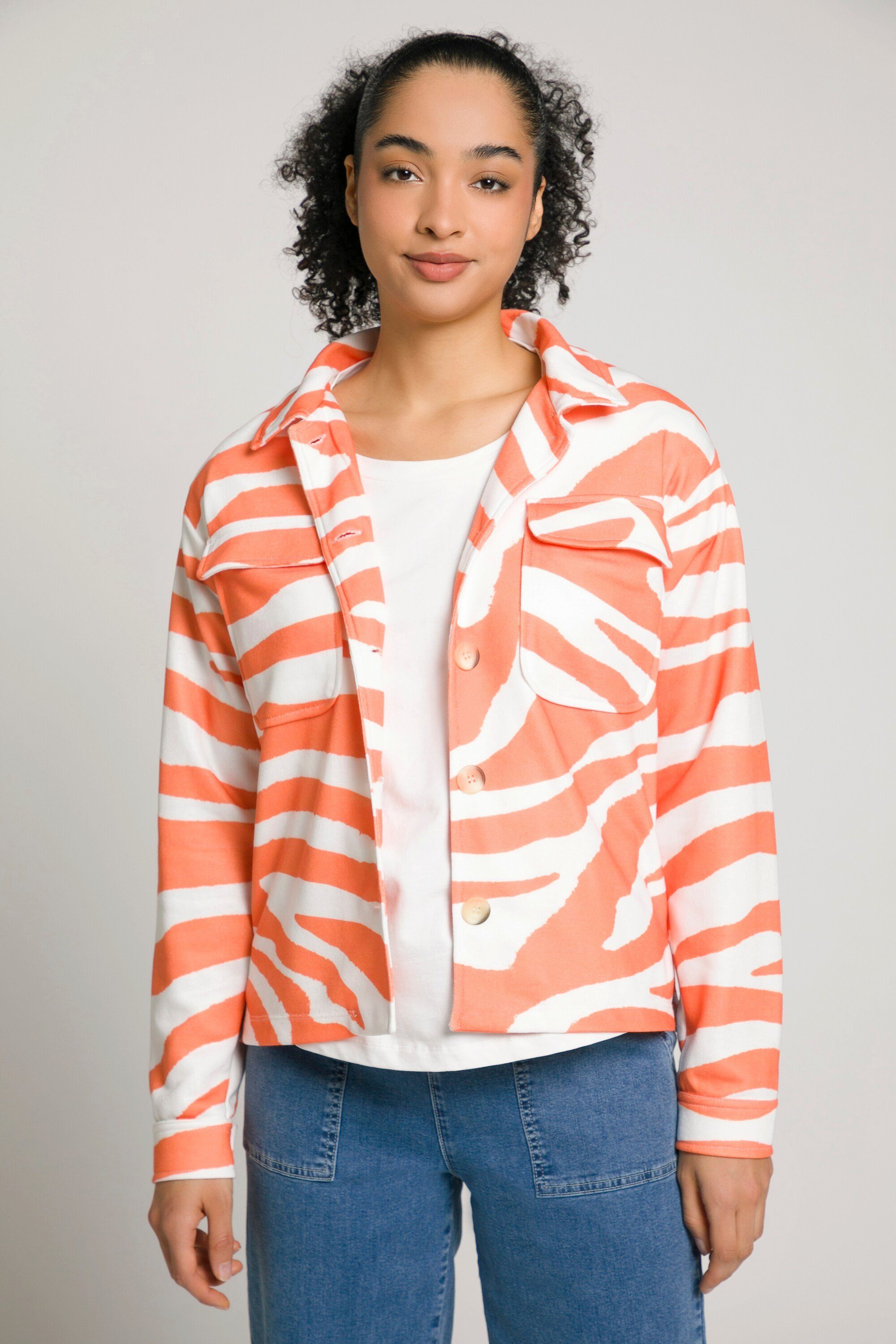 Gina Laura Sweatjacke Sweatjacke Color Zebra Hemdkragen Langarm