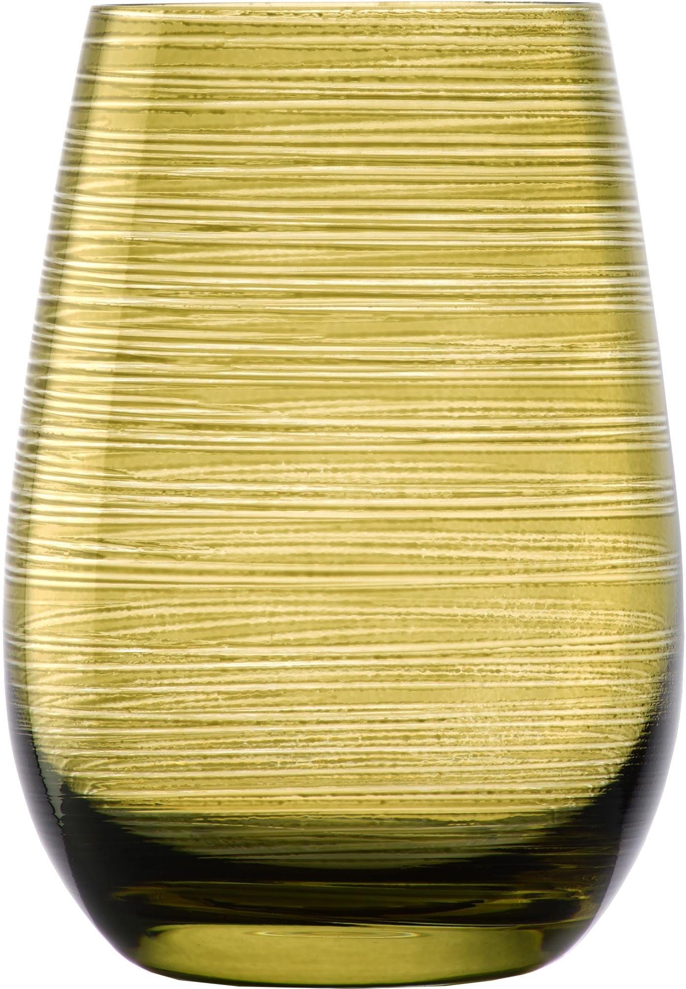 Glas, 6-teilig Becher TWISTER, olivgrün Stölzle