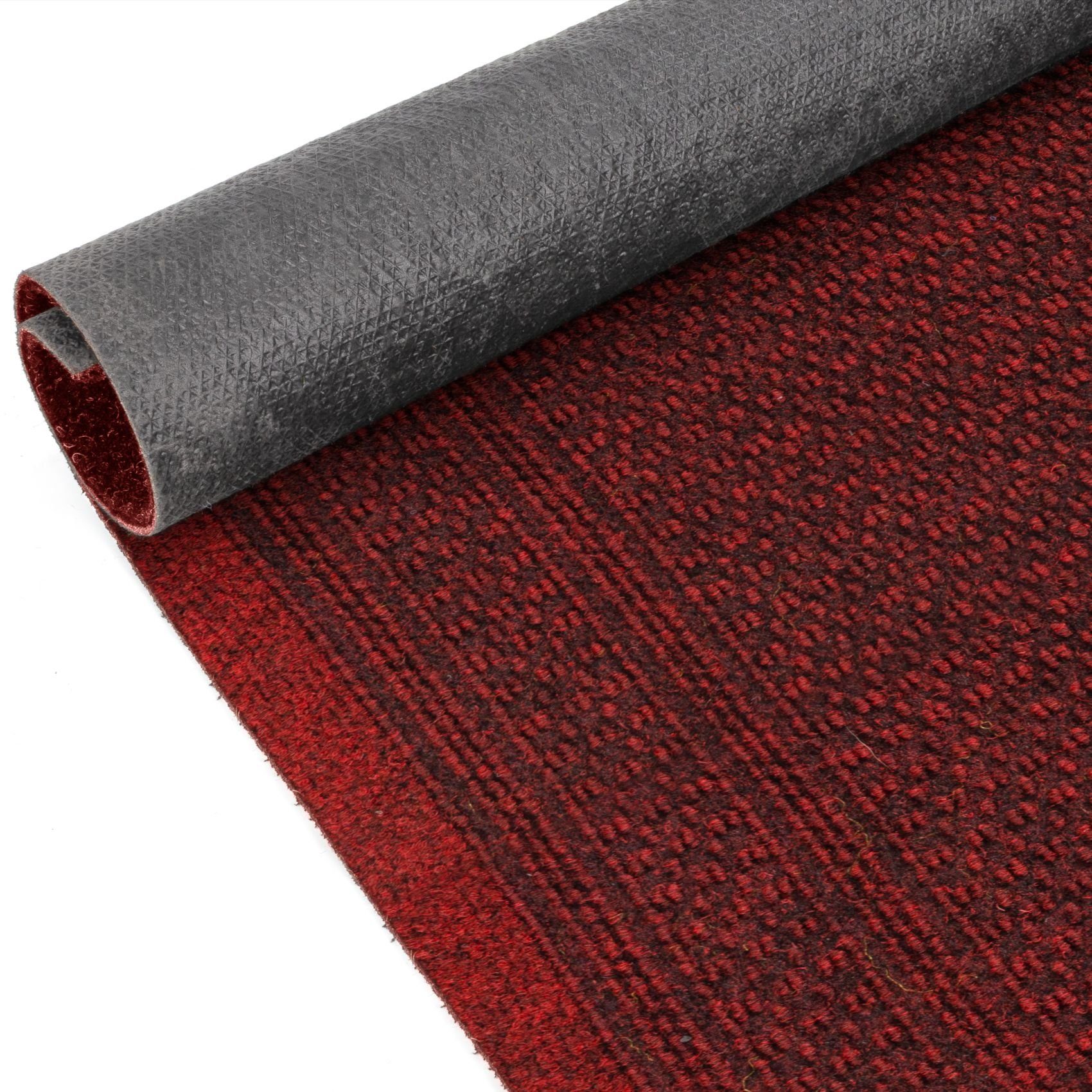 Läufer Flurläufer Fußmatte Textil Vorleger Läufer AZTEK Genarbt Robust Wasse, ANRO, Rechteckig, Höhe: 6 mm, Textil Rot