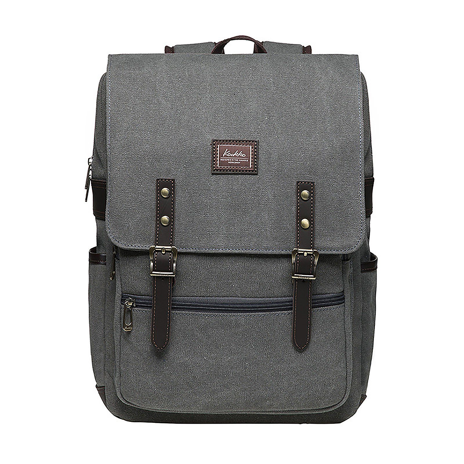 Damen Rucksack für Lässiger Laptop Canvas Rucksäcke Herren Schulrucksack Reiserucksack TAN.TOMI Vintage Grau Rucksack Daypack,