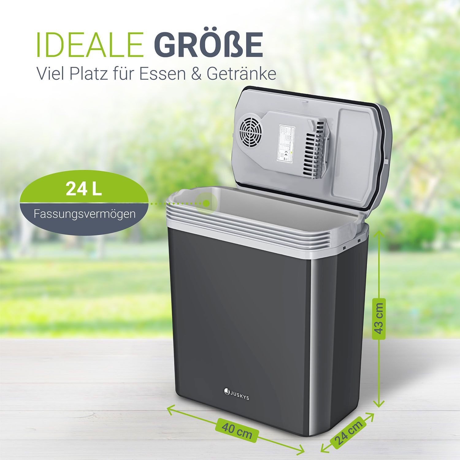 Juskys Kühlbox Nordpol, 24 l, leicht und mobil, mit ECO-Modus, 12 & 230 V Anschluss