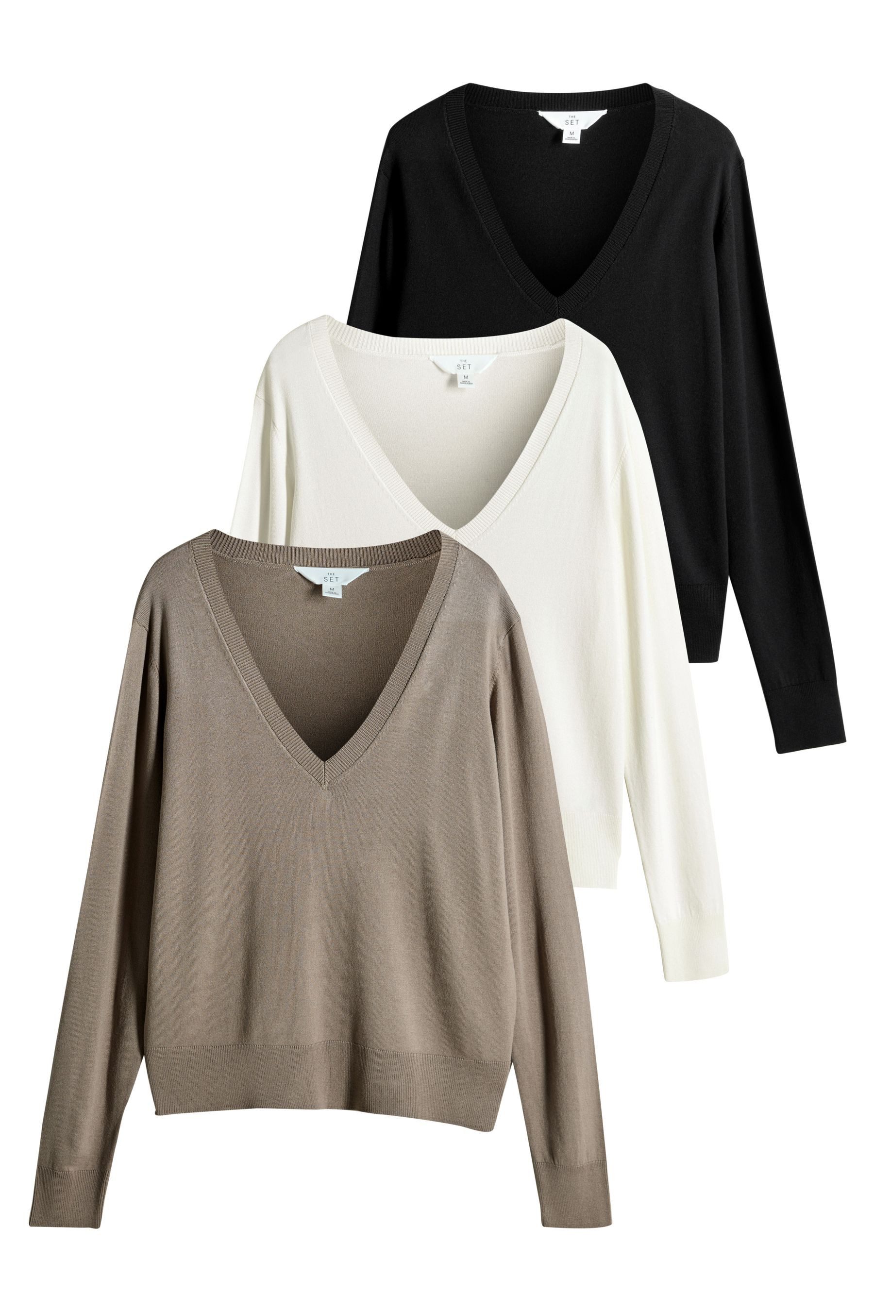 The Set V-Ausschnitt-Pullover The Set Feinstrickpulli günstig online kaufen