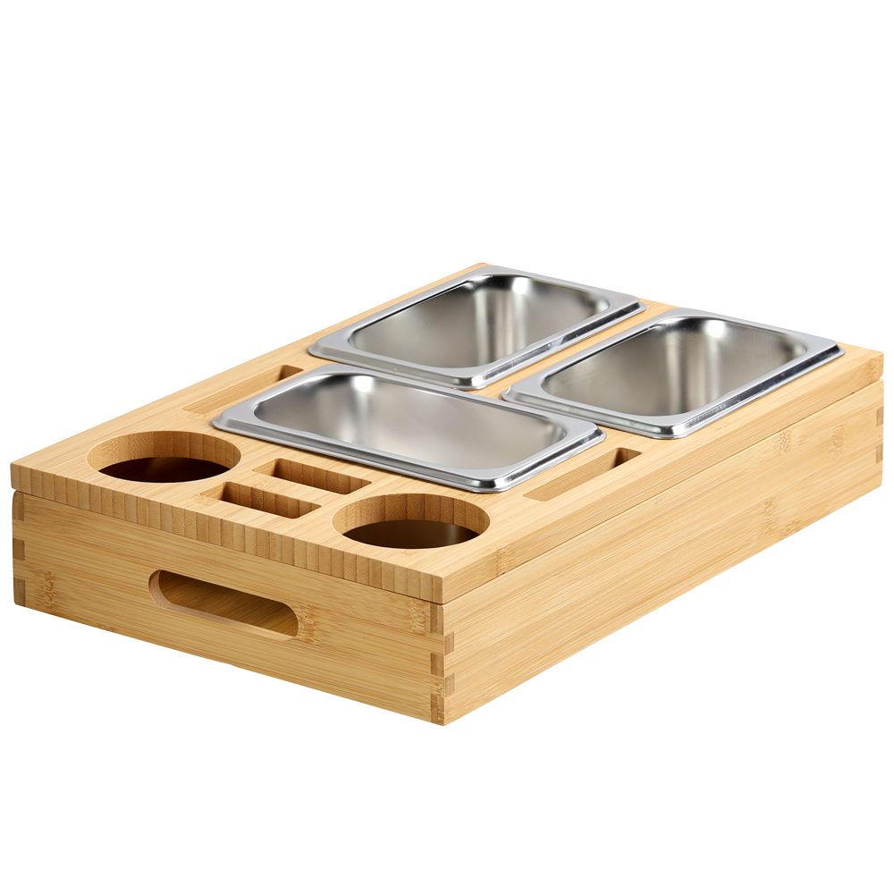KESPER® Servierbrett Couchbar, Bambus, FSC, Bambus, (1-St), mit entnehmbaren Metallschalen