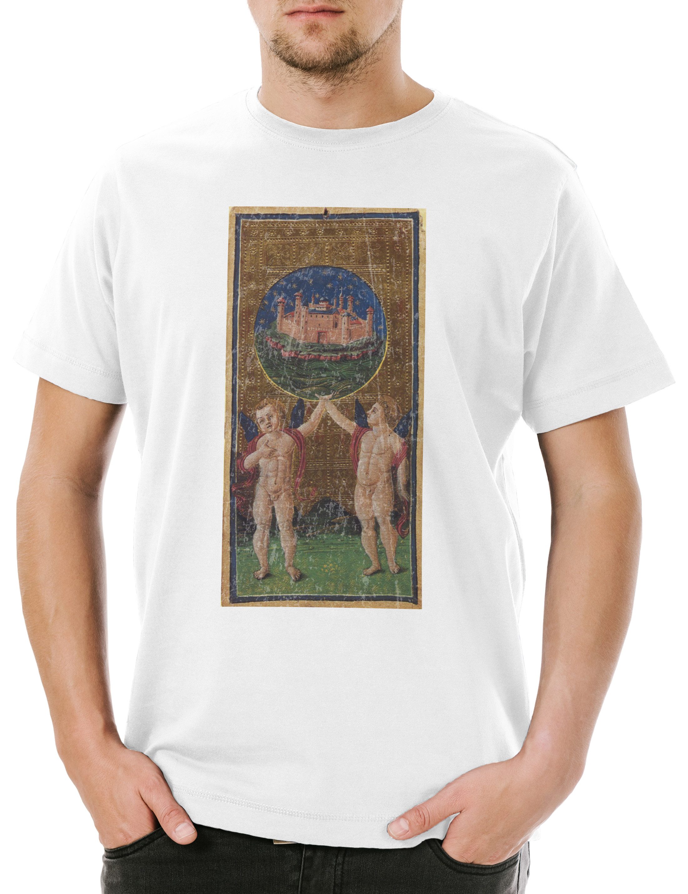Urban Backwoods Print-Shirt Tarot Arcanum World Herren T-Shirt Karte Karten Card Voddoo Die Welt (1-tlg) Black Occult Magic Schwarze