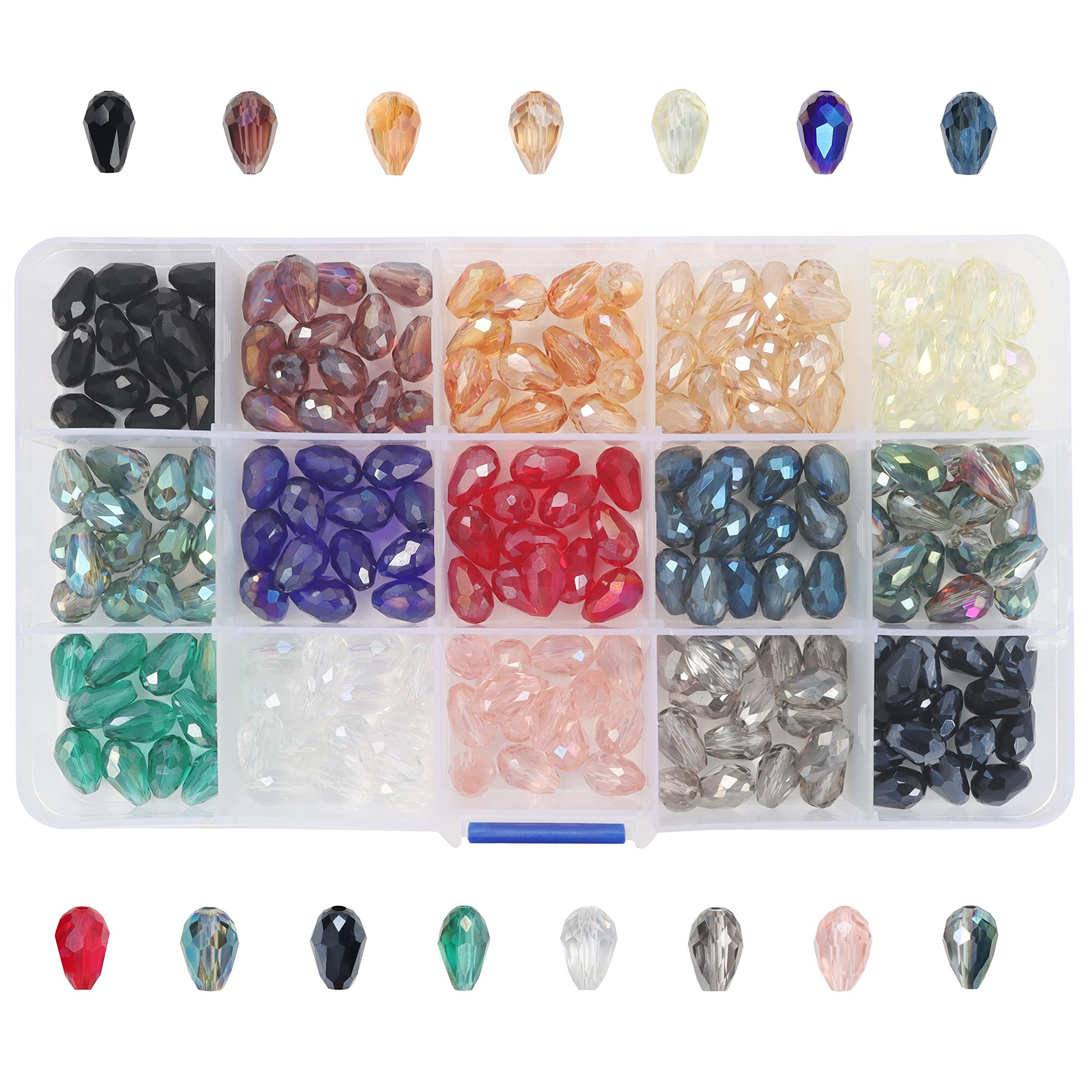 Bastelperlen 225er Glas Schmuck Perlen Set Dekosteine für Dekoration
