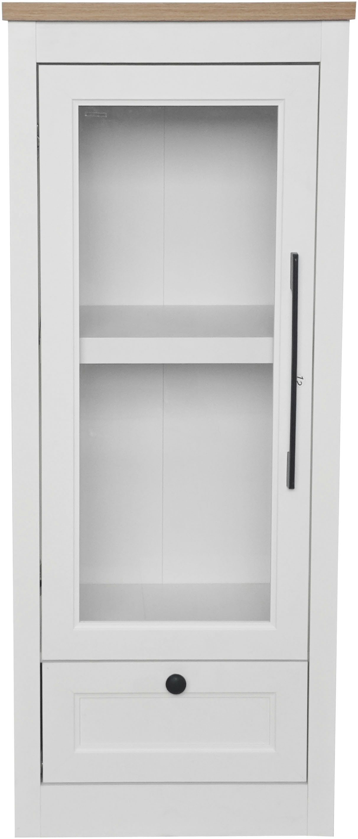 OTTO home Vitrine Ismund aus MDF, mit Holz-Zierleiste, schwarzem Metallgriff, Höhe 121 cm. Reduzierter Preis € 149,99. Unverbindliche Preisempfehlung € 299,99