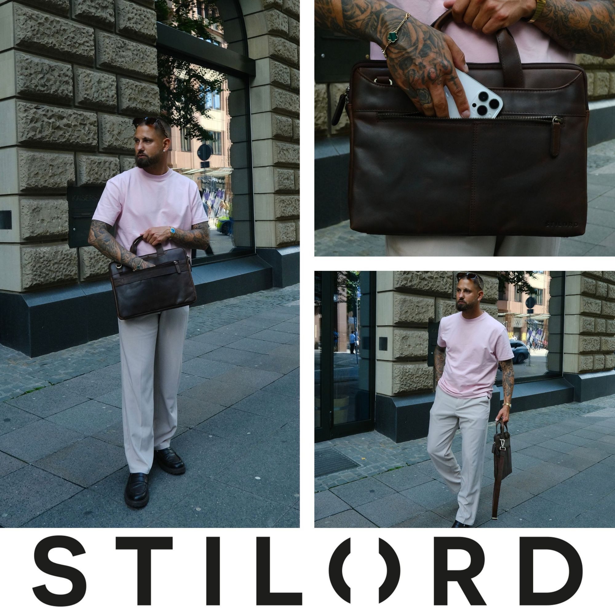 STILORD Laptop-Hülle "Ross" Vintage Laptoptasche 13,3 Zoll Schmal