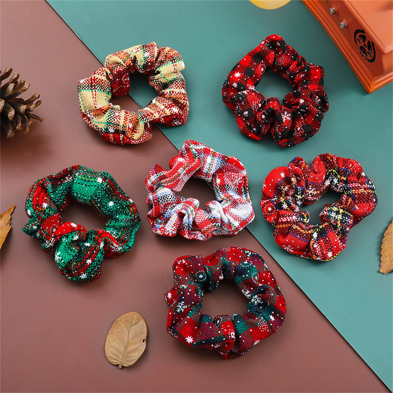 autolock Haargummi Scrunchies für Mädchen, 6 Stück Weihnachtstag Scrunchies, 6-tlg.
