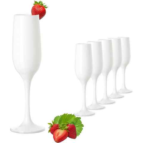 PLATINUX Sektglas Weiße Sektgläser 160ml, Glas, Champagnergläser (max 200ml) Prosecco Sektflöten Sektkelche Sektglas