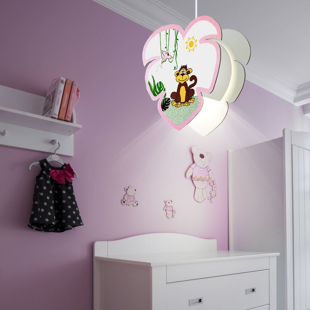 Mädchen Leuchte inklusive, im Pendelleuchte, Kinder etc-shop Decken Hänge Motiv LED Lampe Affen Leuchtmittel Warmweiß, Pendel Zimmer