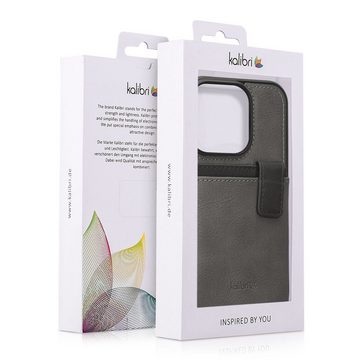 kalibri Handyhülle Hülle für Apple iPhone 14 Pro, Handyhülle Handy Cover - Kunstleder Case mit Kartenfach abnehmbar