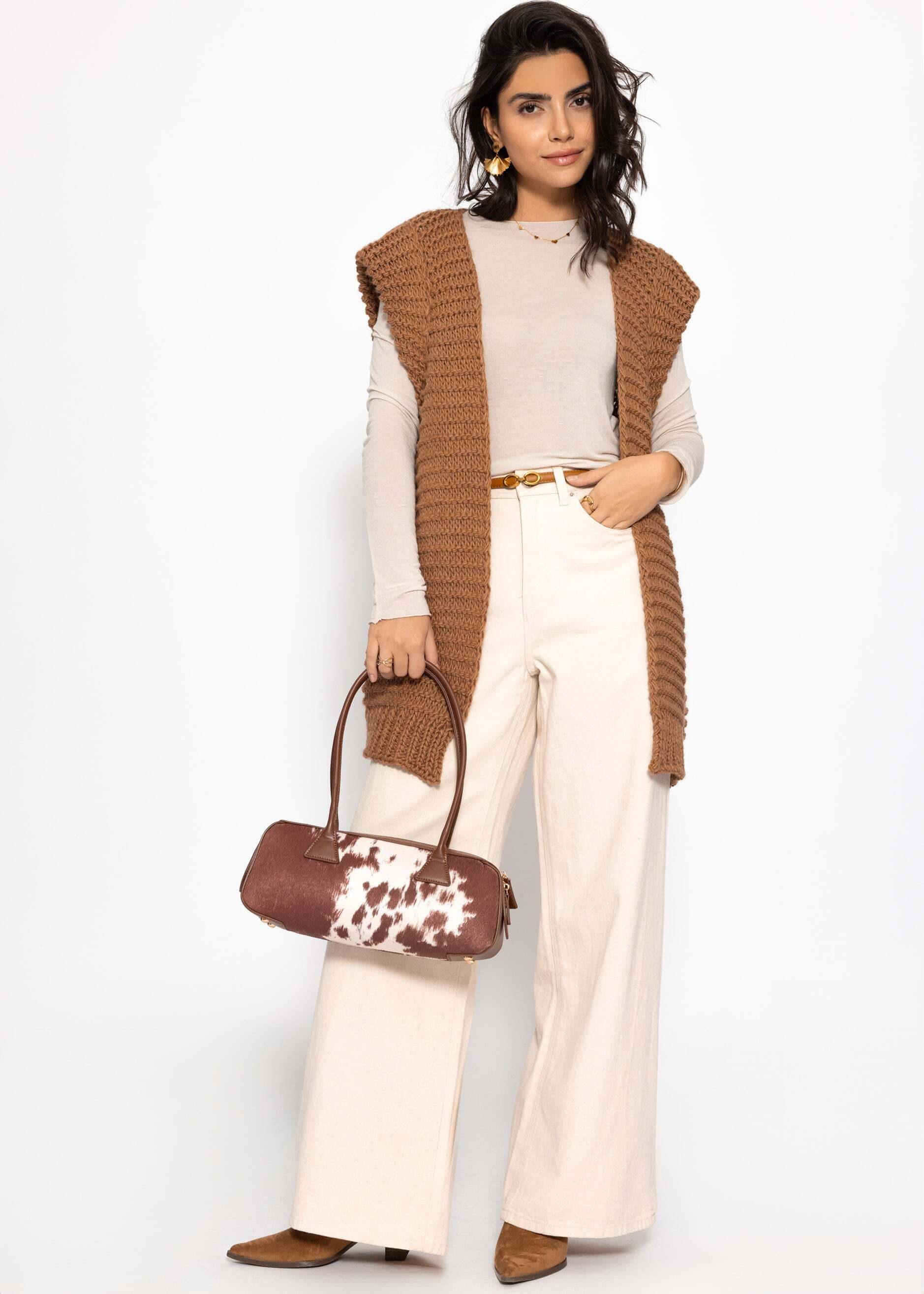 SASSYCLASSY Kurzweste Lange ärmellose Strickweste für Damen Weste aus grobe günstig online kaufen