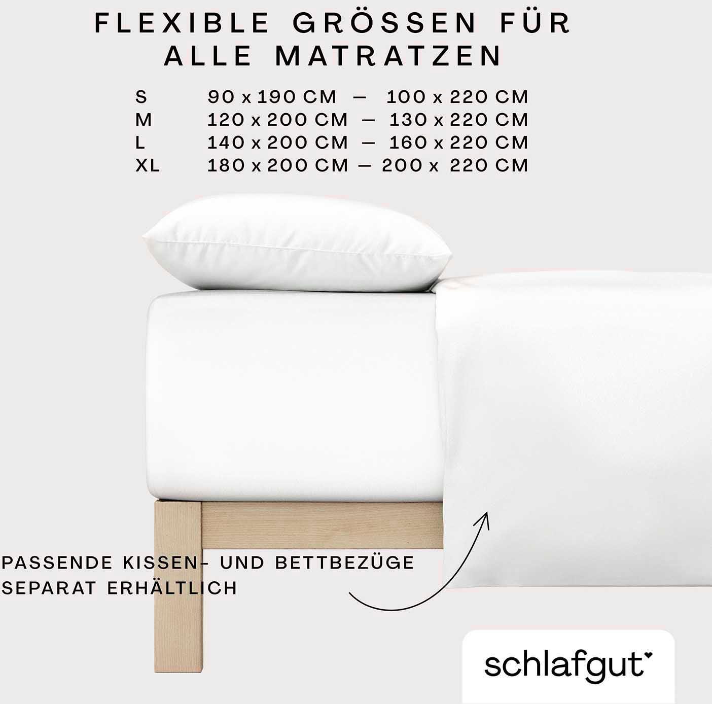 Schlafgut Spannbettlaken PURE BOXSPRING Bio-Baumwolle mit Elasthan, 170 g/m², Bettlaken, Jersey-Elasthan, Gummizug: rundum, (1 Stück), PREMIUM Boxspringbett Laken bis 40 cm Höhe, dehnbar blickdicht, straff