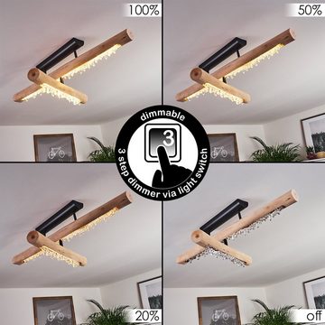 hofstein Deckenleuchte »Lipusa« Deckenlampe aus Metall Schwarz und Holz, 3000 Kelvin, mit verstellbaren Balken, 1350 Lumen, über Lichtschalter dimmbar