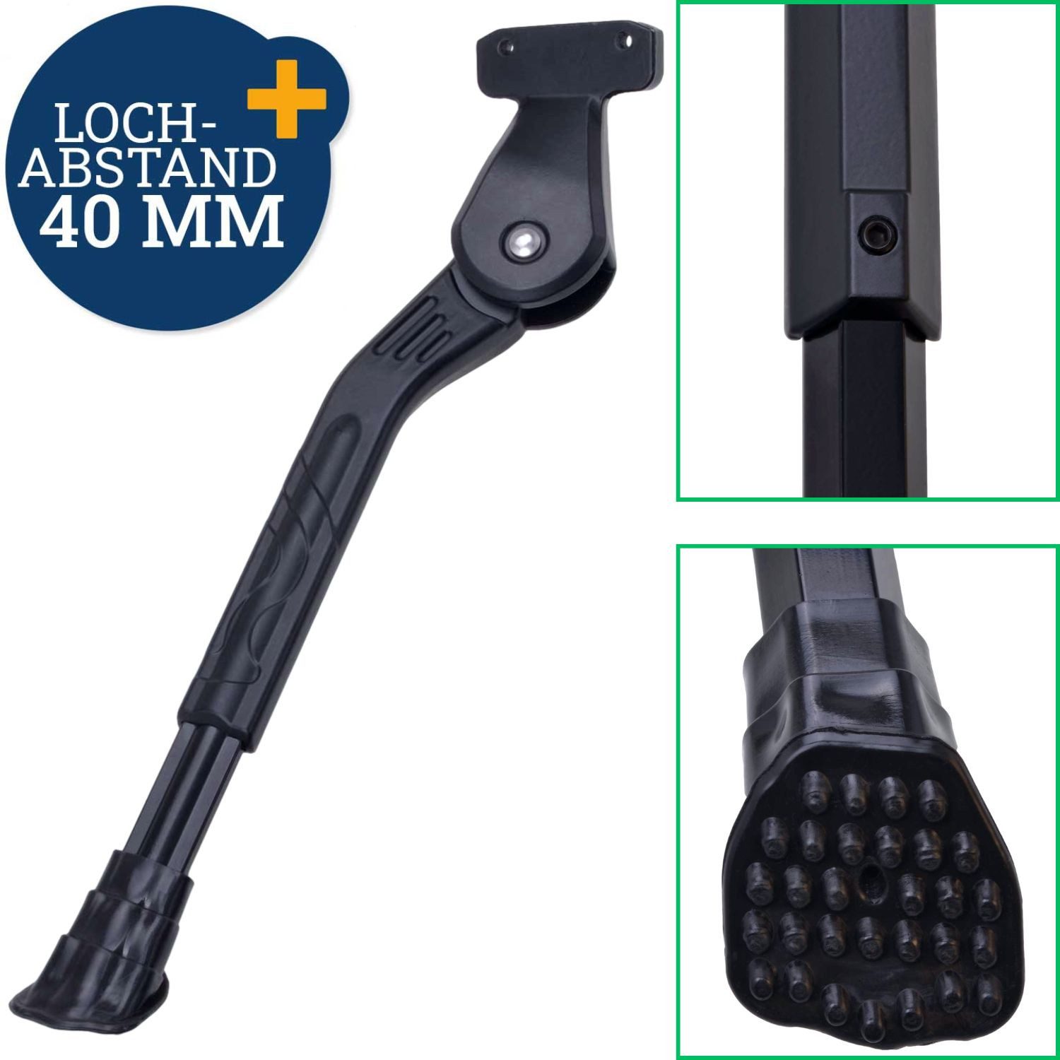 Diedrich Filmer GmbH Fahrrad-Seitenständer Hinterbauständer 40mm verstellbar Alu Stabil, (Set, 1x Ständer mit Montagematerial), 22" 24" 26" 27,5" 28" 29" Zoll Hinterbauständer Seitenständer Stabil