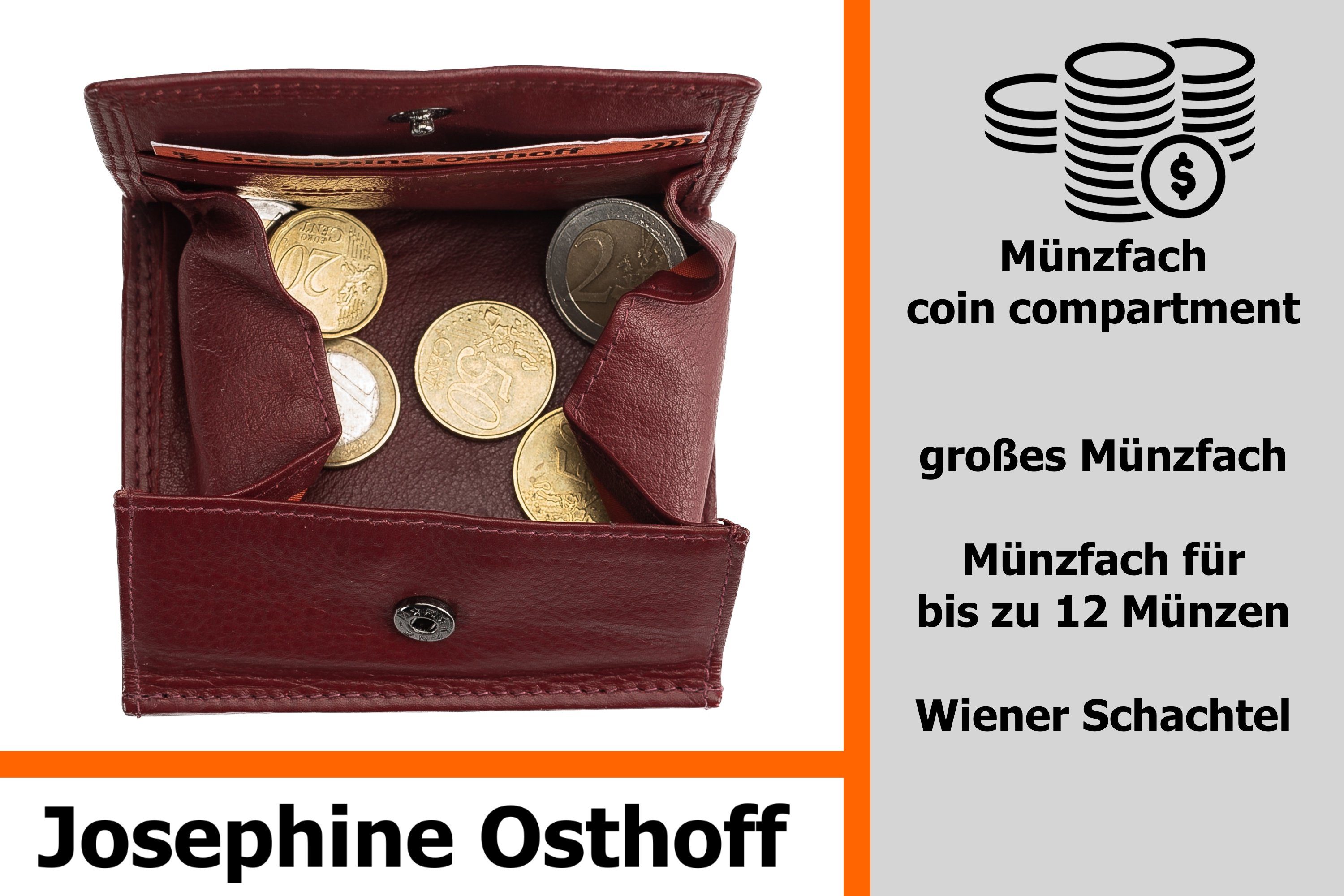 Josephine Osthoff Geldbörse Wiener bordeaux Schachtel Geldbörse