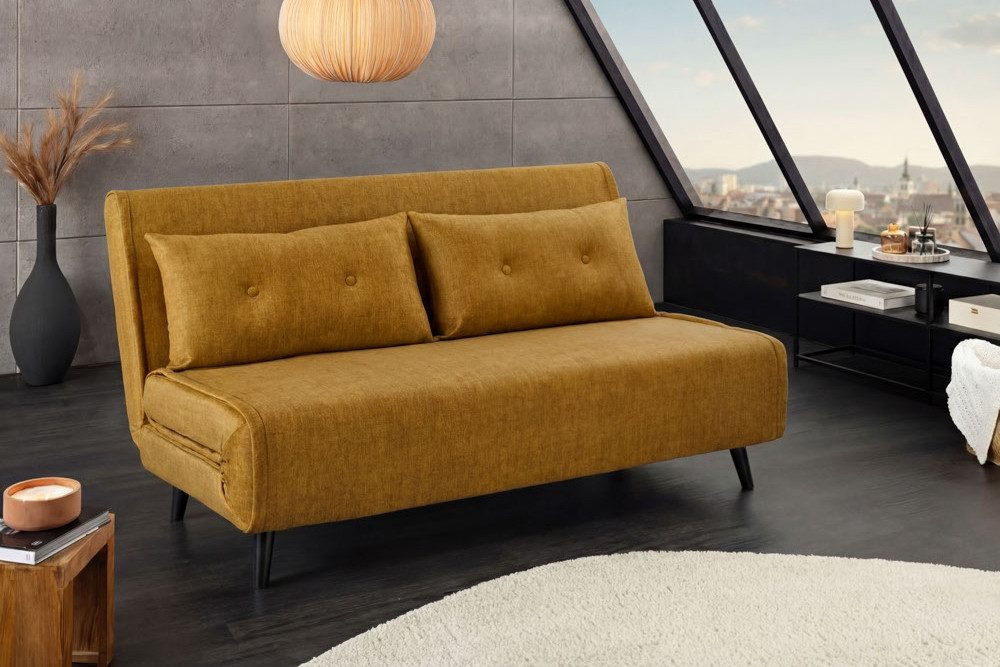 riess-ambiente Relaxsessel SMART MULTIFUNCTION 140cm senfgelb - Samt, Bettfunktion, FSC (Einzelartikel, 1-St), Ausziehbarer Schlafsessel - ideal für Arbeits-, Wohn- und Gästezimmer