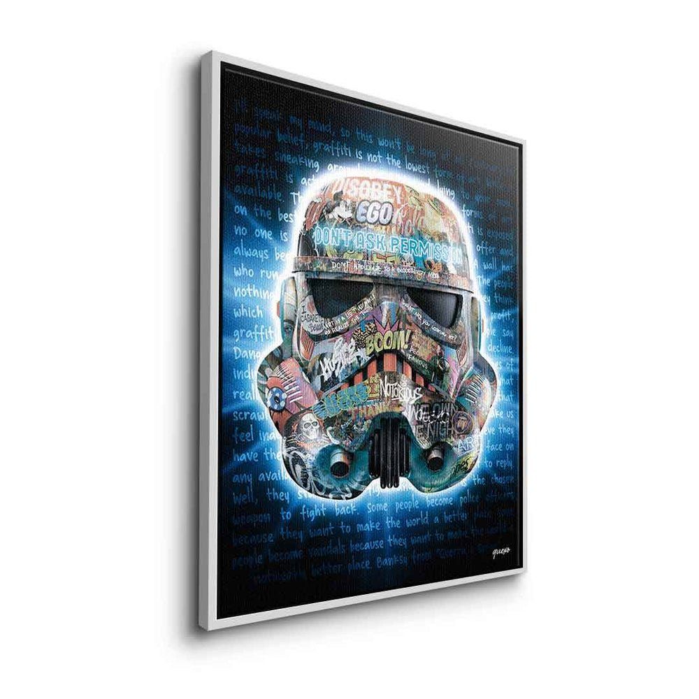 Pop Leinwandbild, Wars DOTCOMCANVAS® Art silberner Rahmen graffiti DOTCOMCANVAS Stormtrooper Leinwandbild Star