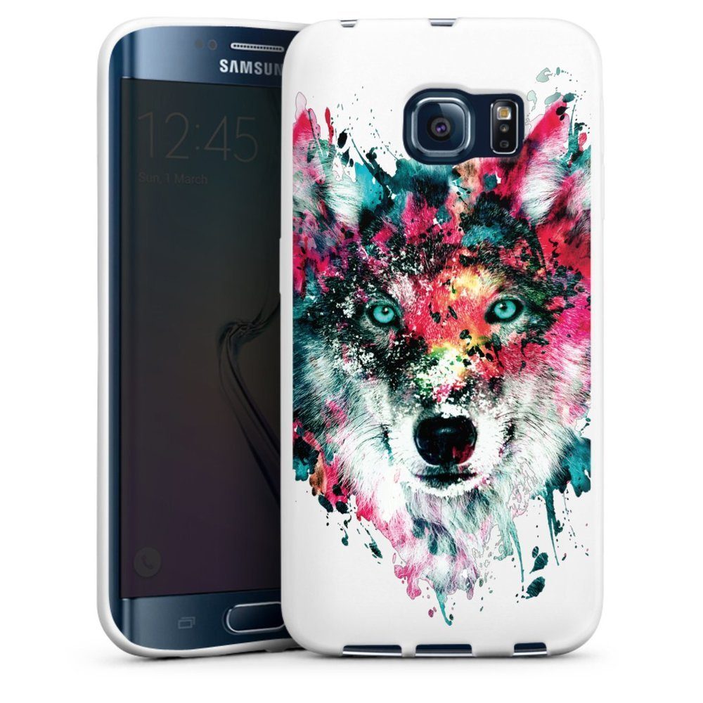 DeinDesign Handyhülle Riza Peker Wolf bunt Wolve ohne Hintergrund, Samsung  Galaxy S6 Edge Silikon Hülle Bumper Case Handy Schutzhülle