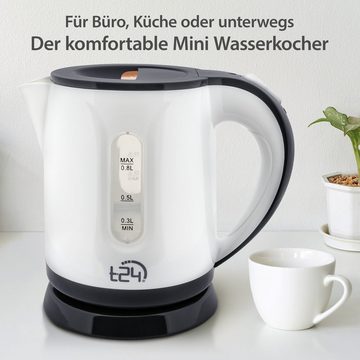 T24 Reise-Wasserkocher Wasserkocher klein 0,8L, 1100W, TÜV/GS, Grau, 1100 W