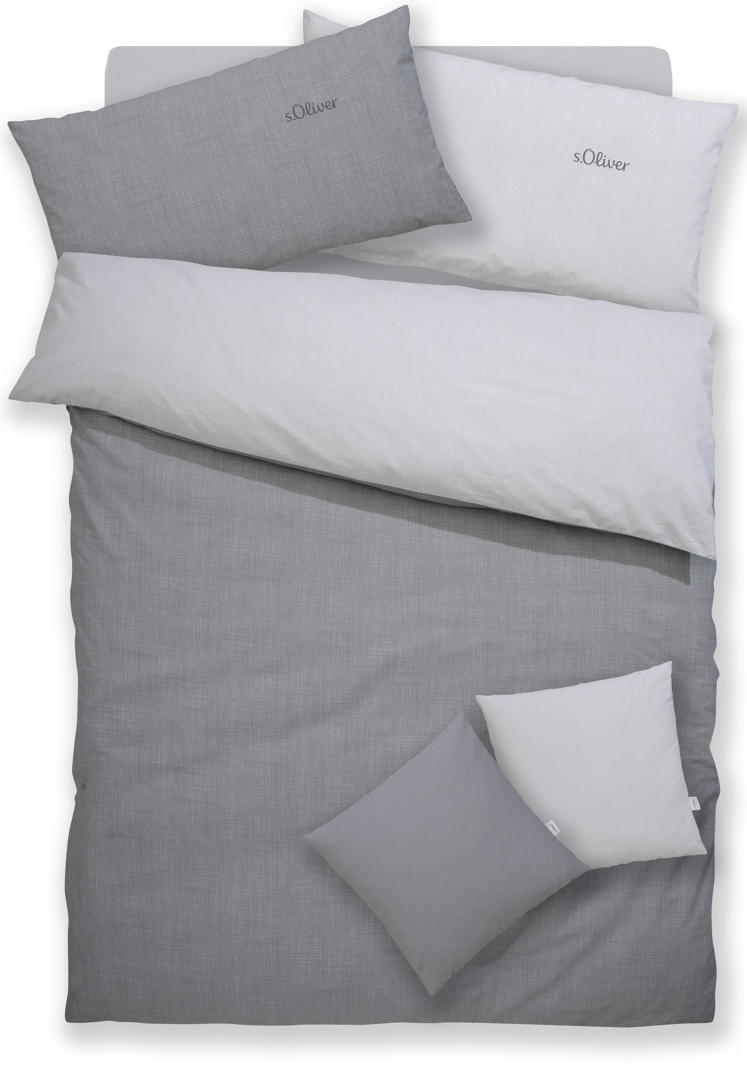 s.Oliver Wendebettwäsche MELINDA mit feiner Melange-Struktur, Baumwolle, Flanell, 2 teilig, Markenbettwäsche mit GRATIS-Zugabe: 2x Kissenhülle, mit Reißverschlu – Bild 2 von 5