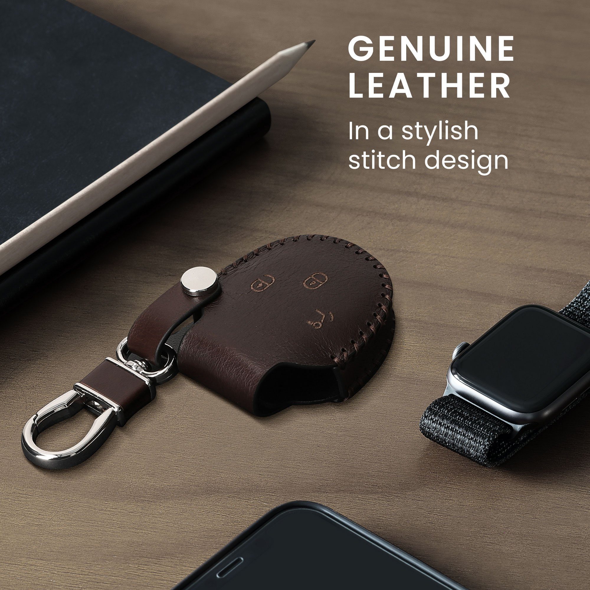 kwmobile Schlüsseltasche Hülle für Smart Leder Funk - Autoschlüssel Tasche, Schlüssel Schlüsselhülle Autoschlüssel 3-Tasten aus Cover