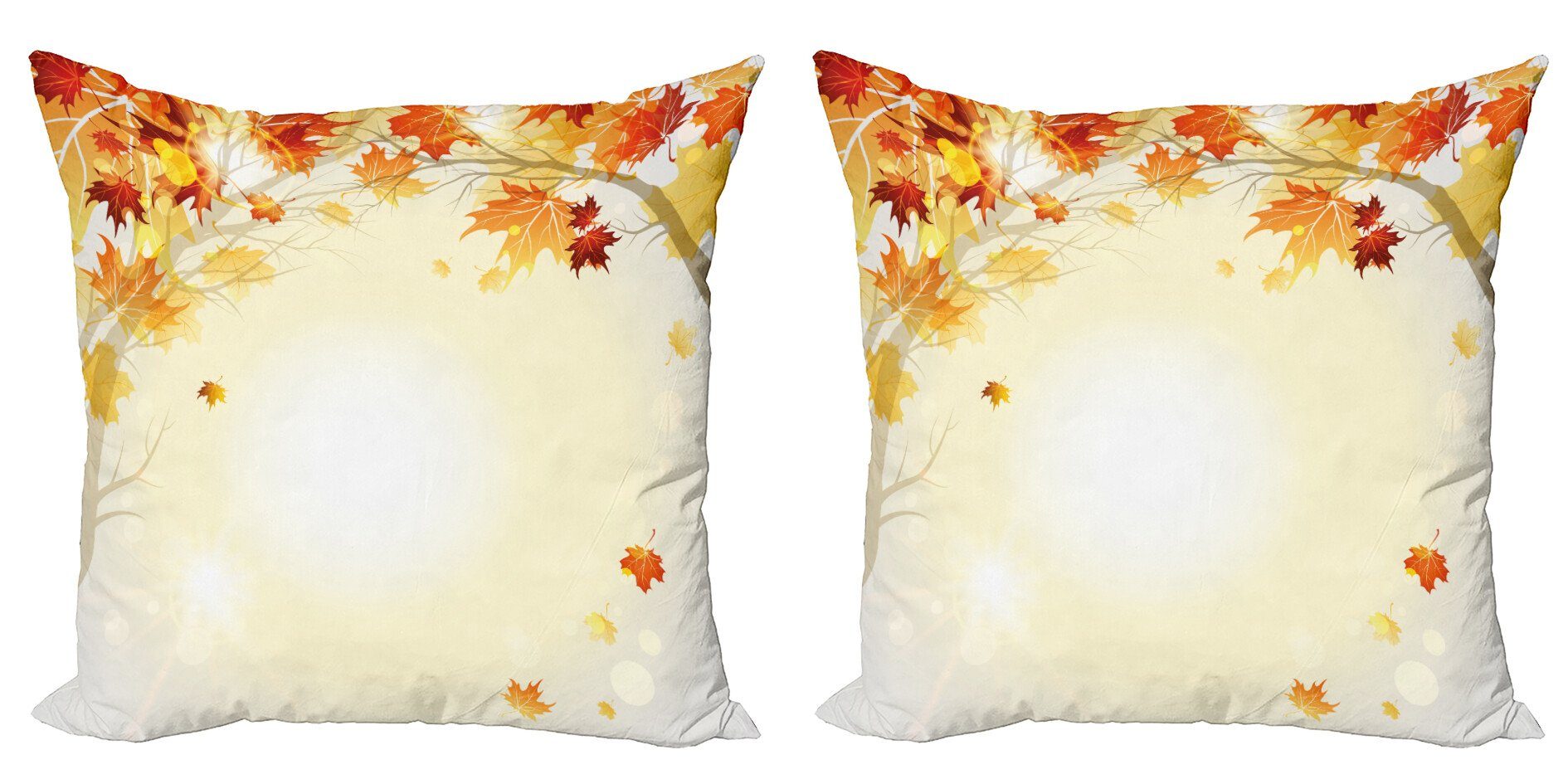Kissenbezüge Modern Accent Doppelseitiger Digitaldruck, Abakuhaus (2 Stück), Blätter Herbst-Blätter und Baum