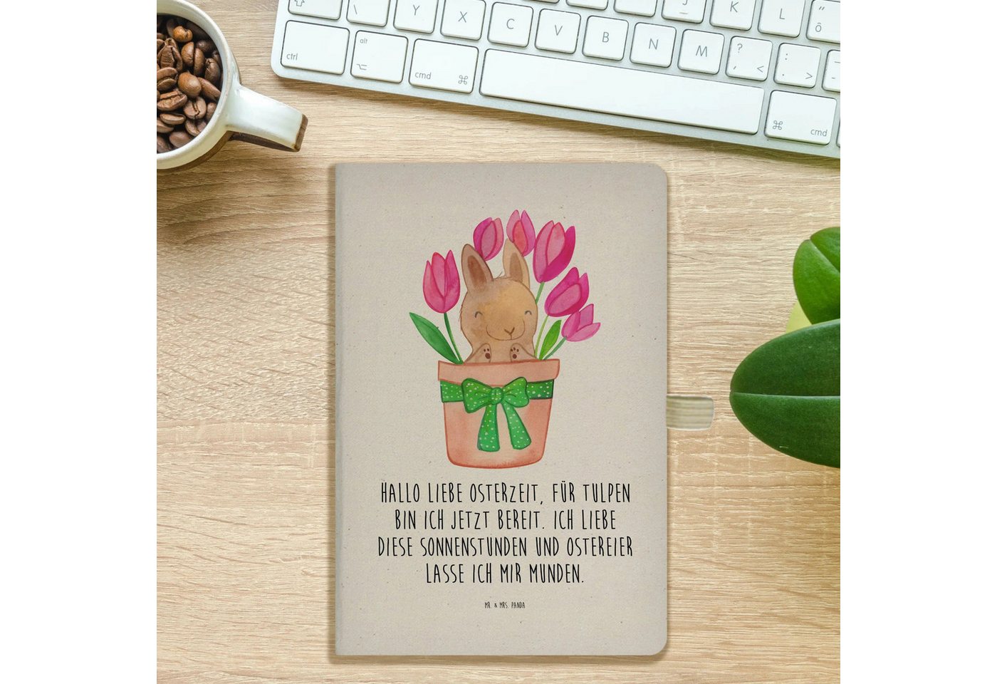 Thumbnail - Mr. & Mrs. Panda Notizbuch Hase Tulpen - Transparent - Geschenk, Osterdeko, Blumenstrauß, Osterg Mr. & Mrs. Panda, Umwel...