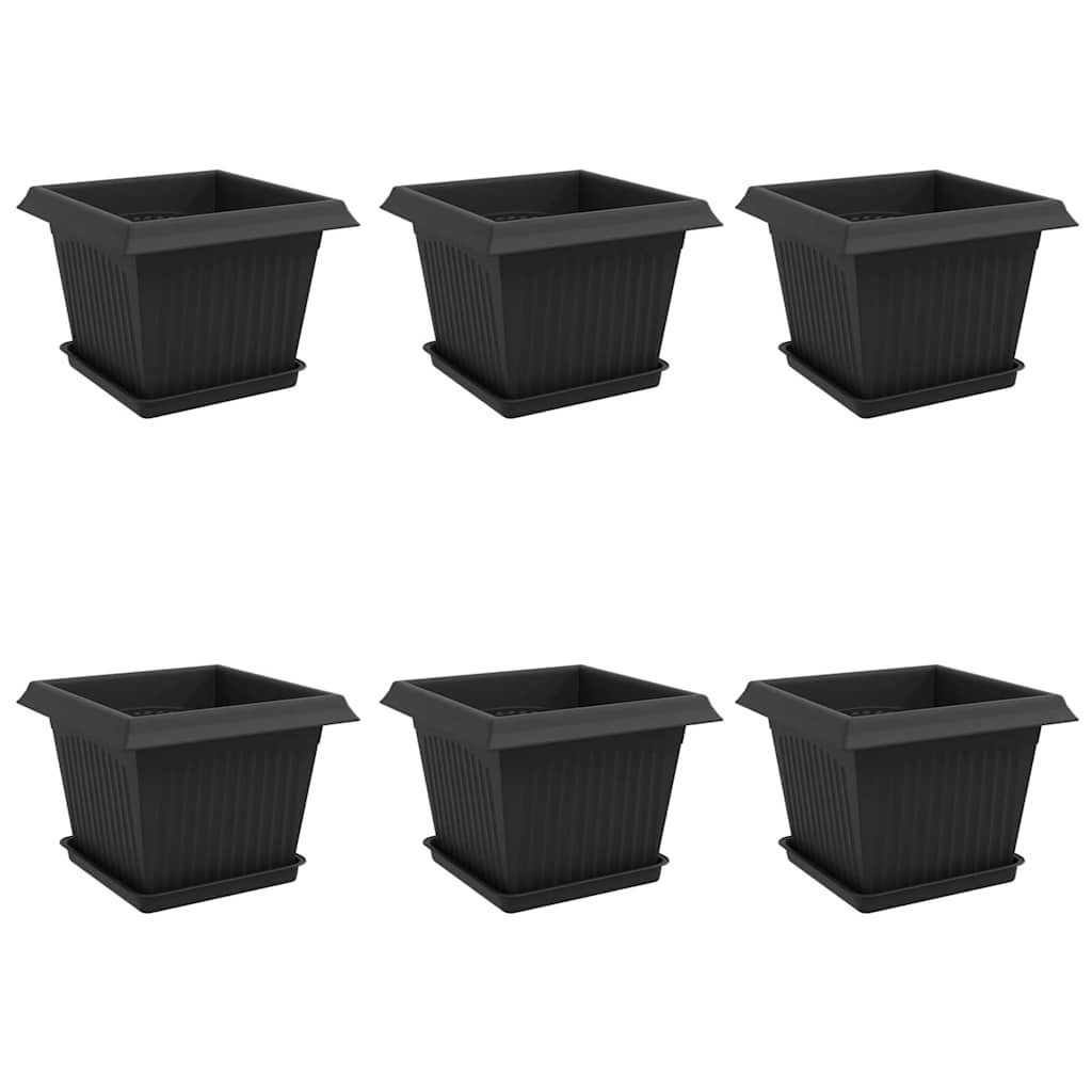 vidaXL Blumentopf Blumentöpfe 6 stk. Schwarz Kunststoff (6 St)