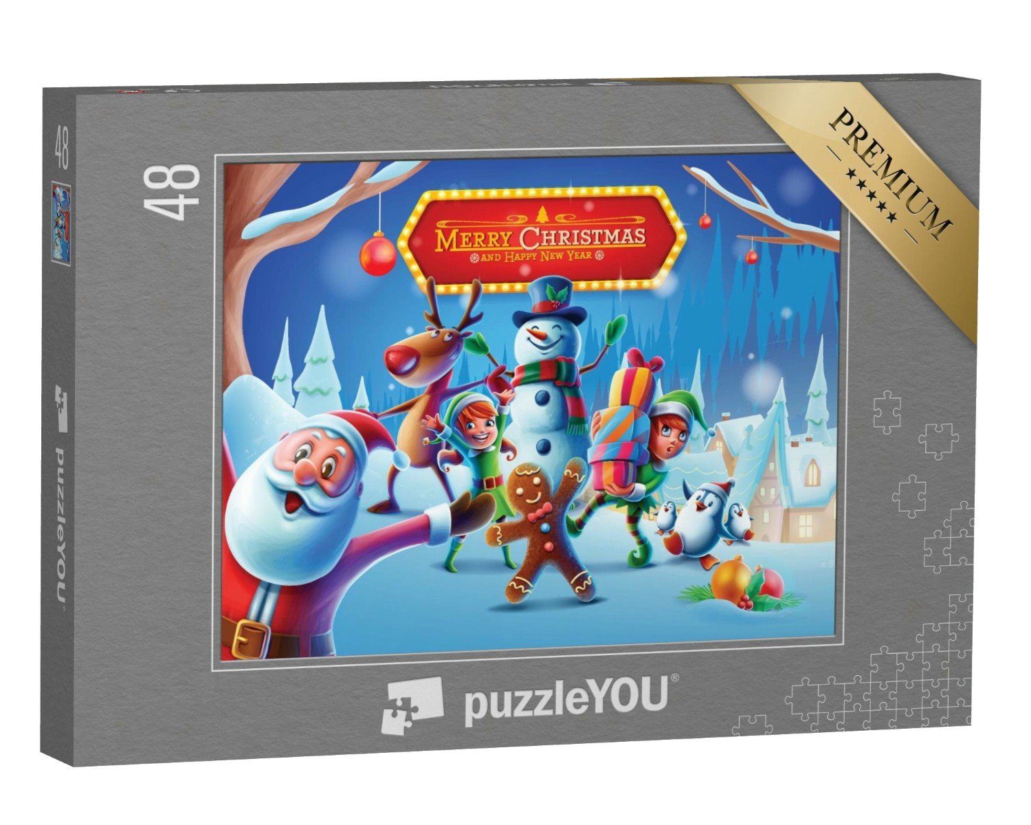 puzzleYOU Puzzle Weihnachtsmann und Elfen, 48 Puzzleteile, puzzleYOU-Kollektionen Weihnachten