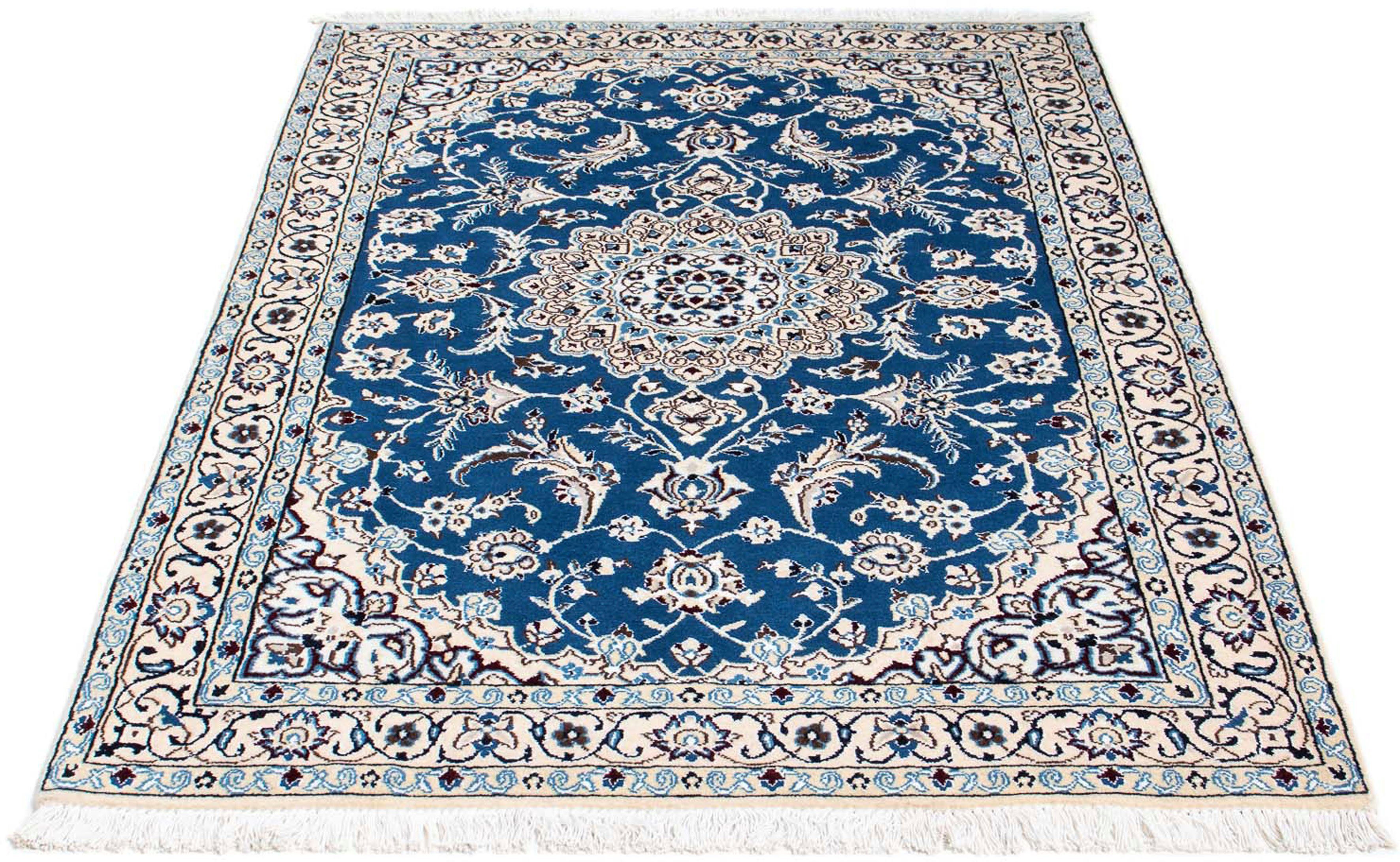 Orientteppich Perser - Nain - x blau, - Einzelstück morgenland, 10 cm mit 166 Höhe: Zertifikat 110 Royal mm, rechteckig, Wohnzimmer, Handgeknüpft, 