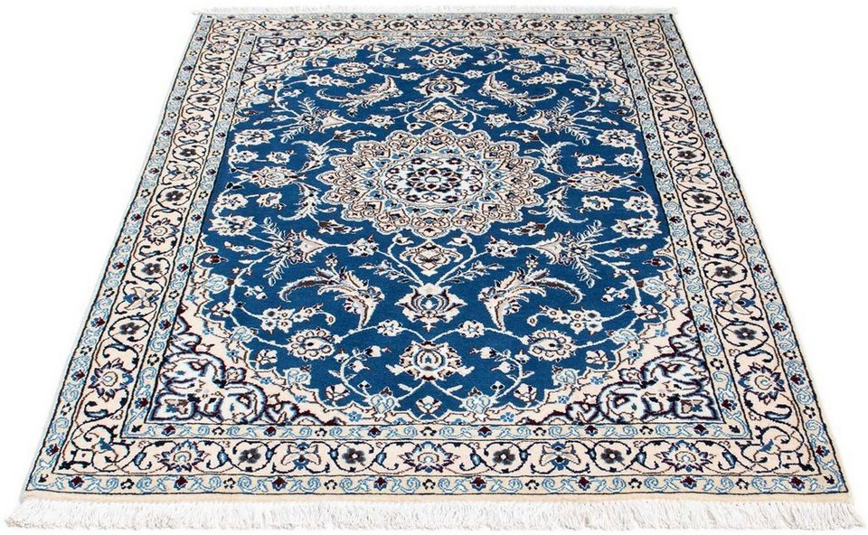 Orientteppich Perser - Nain - Royal - 166 x 110 cm - blau, morgenland,  rechteckig, Höhe: 10 mm, Wohnzimmer, Handgeknüpft, Einzelstück mit  Zertifikat