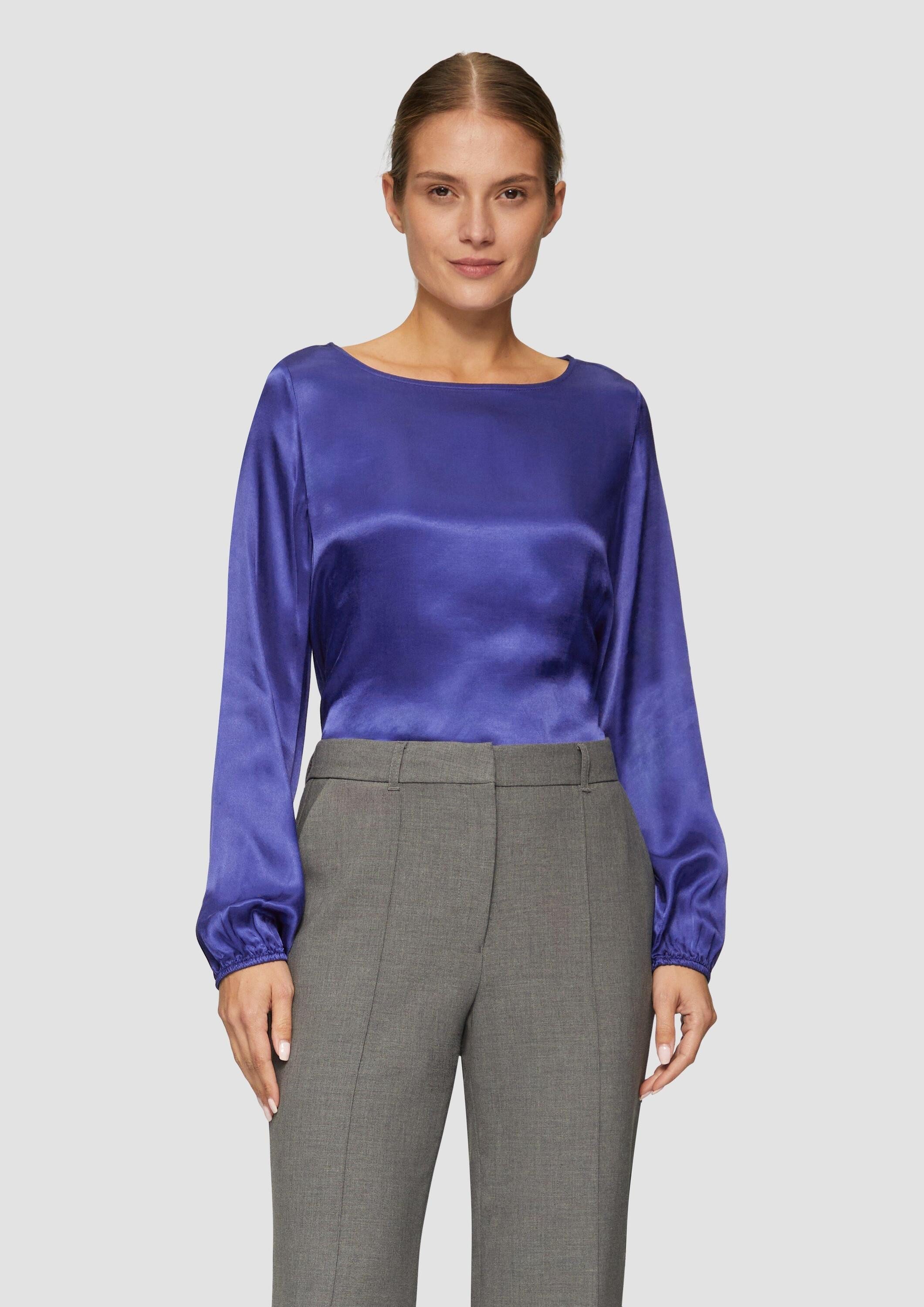 s.Oliver Langarmbluse T-Shirt Blusenshirt mit Materialmix und Bateau-Aussch günstig online kaufen