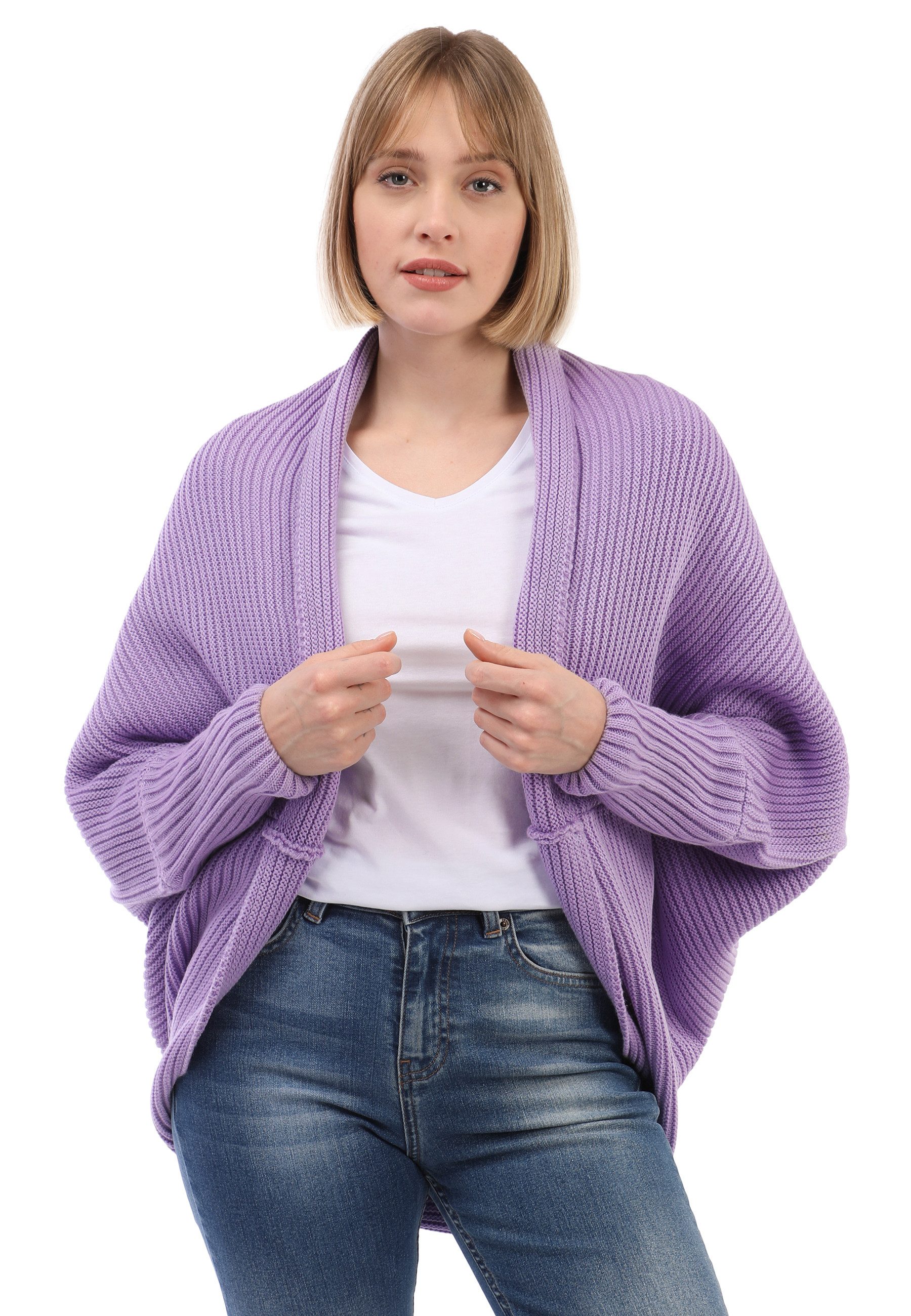 Felix Hardy Strickjacke Langärmelige Strickjacke aus Wollmischung mit Fledermausärmeln