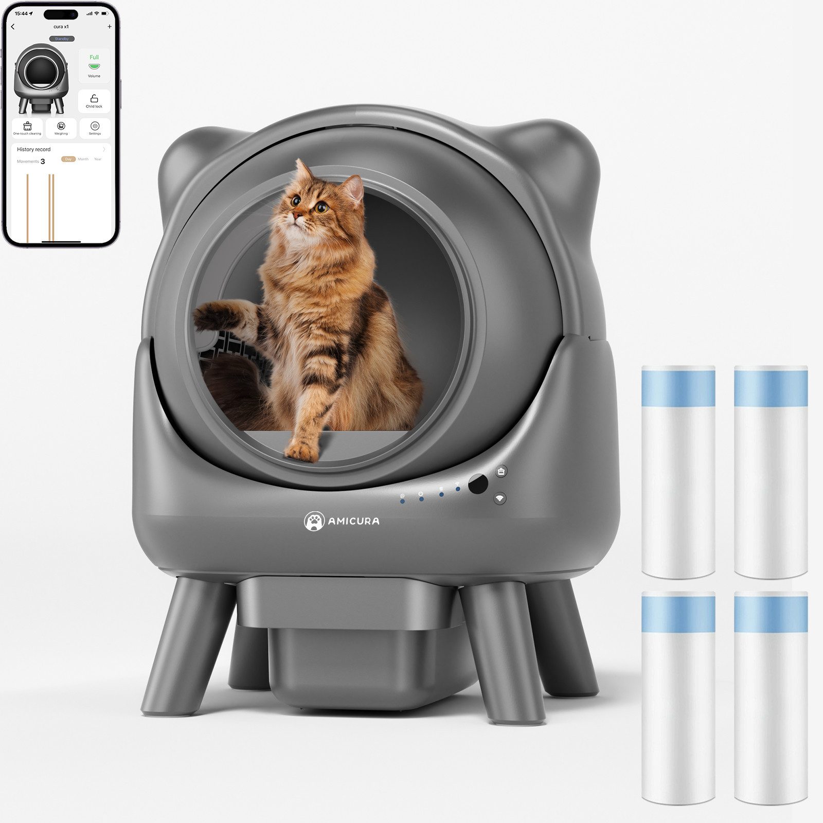 Katzentoilette Cura-Serie Selbstreinigendes Katzenklo mit App